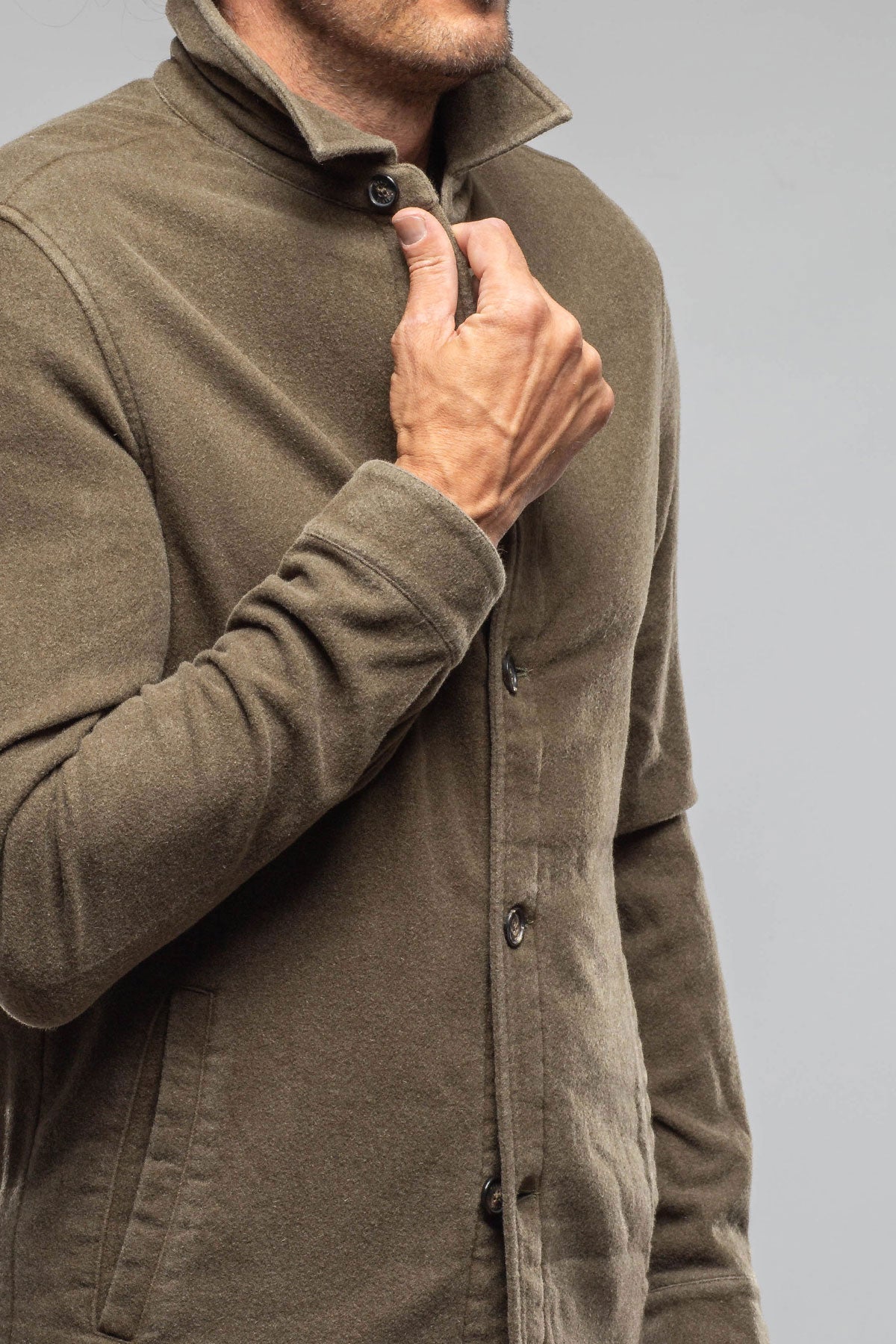 Manto Calderwood Garment Dyed Shirt Jacket In Olive Mens - Outerwear - Overshirts