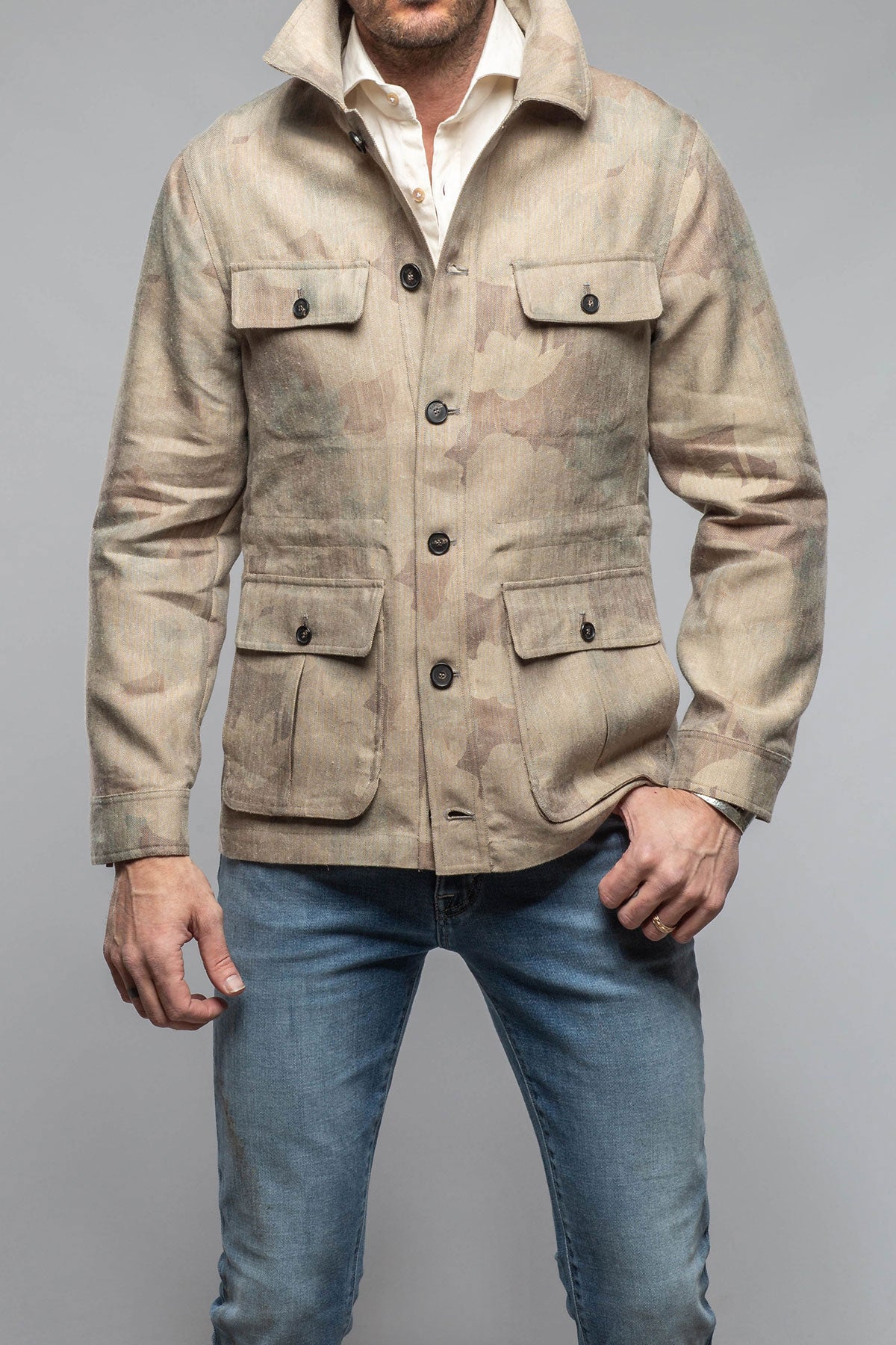 Manto Cuervo Safari Jacket In Printed Canvas Mens - Outerwear - Lightweight
