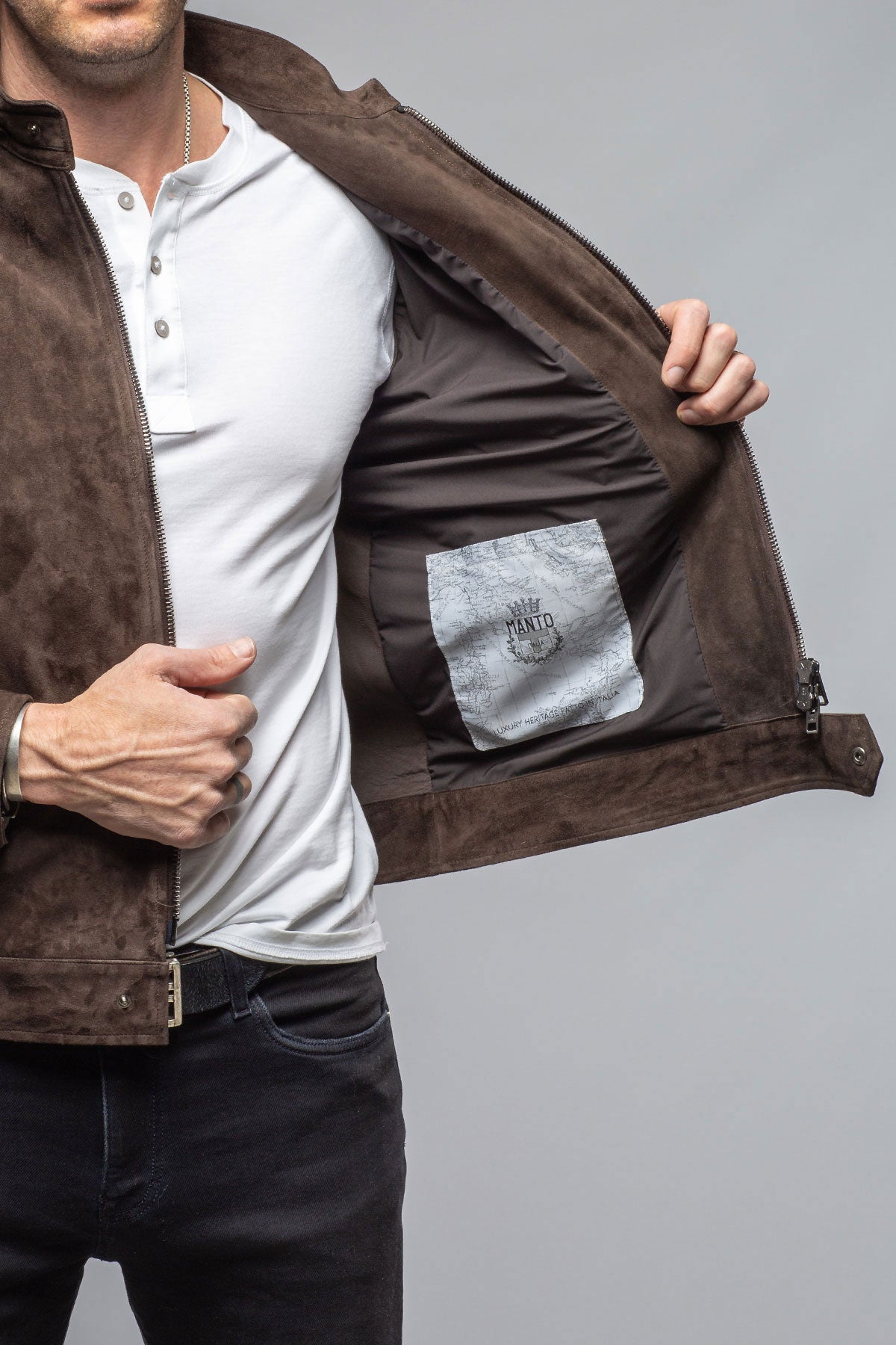 Manto Lunazul Biker Blouson In Brown Mens - Outerwear - Leather