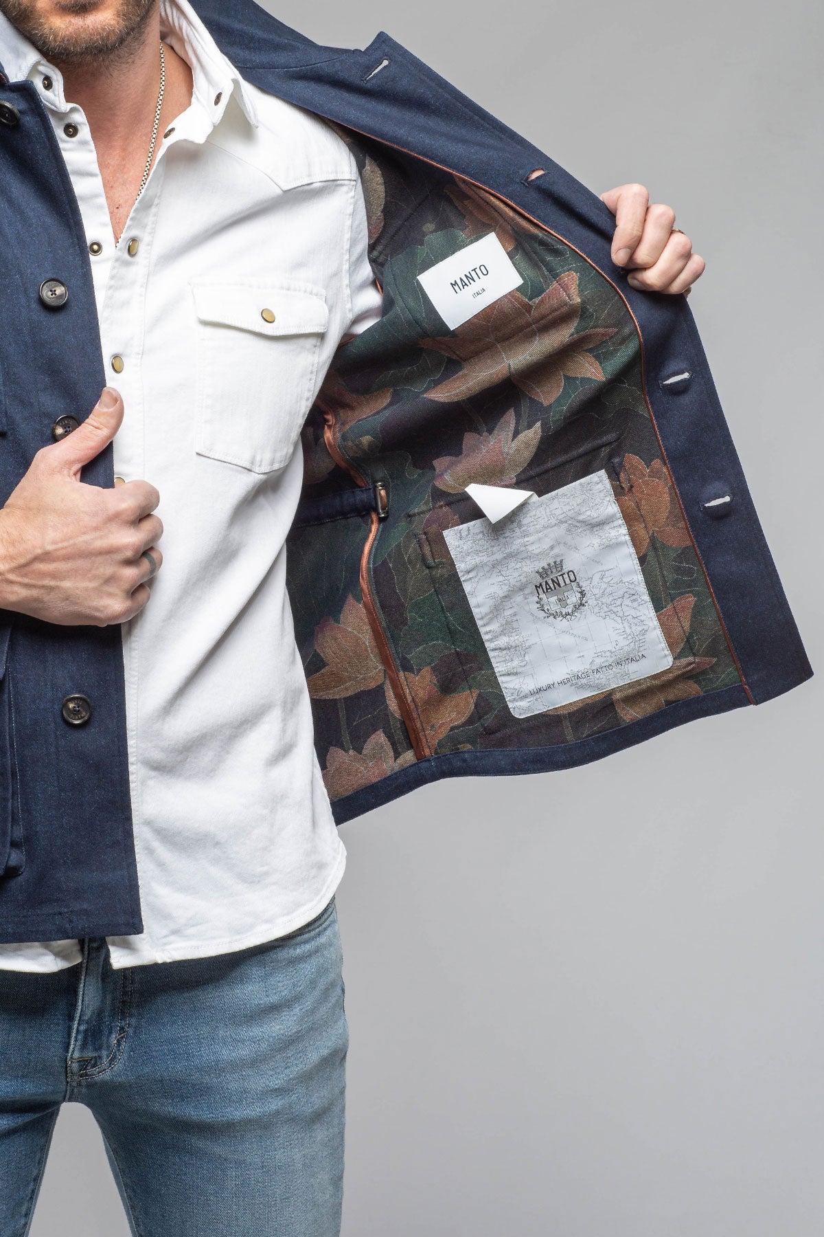 Manto Olmeca Safari Jacket In Navy Mens - Outerwear - Lightweight