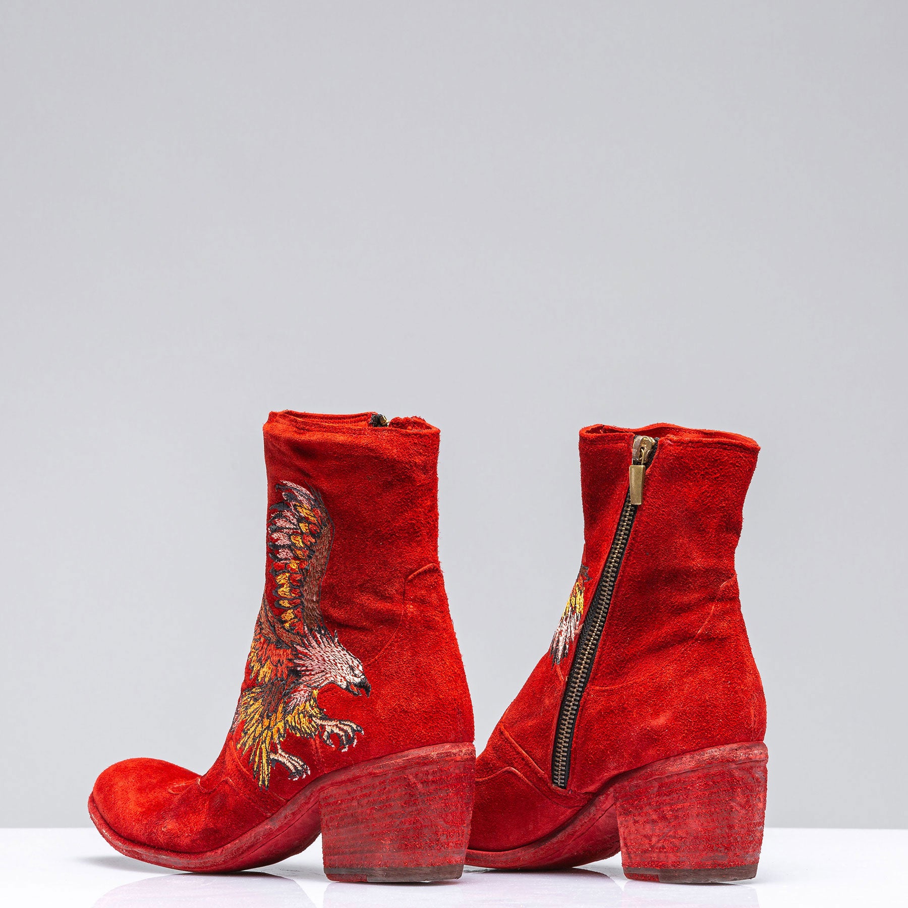 Eagle Embroidered Suede Boot In Rust | Ladies - Cowboy Boots | Marco Delli