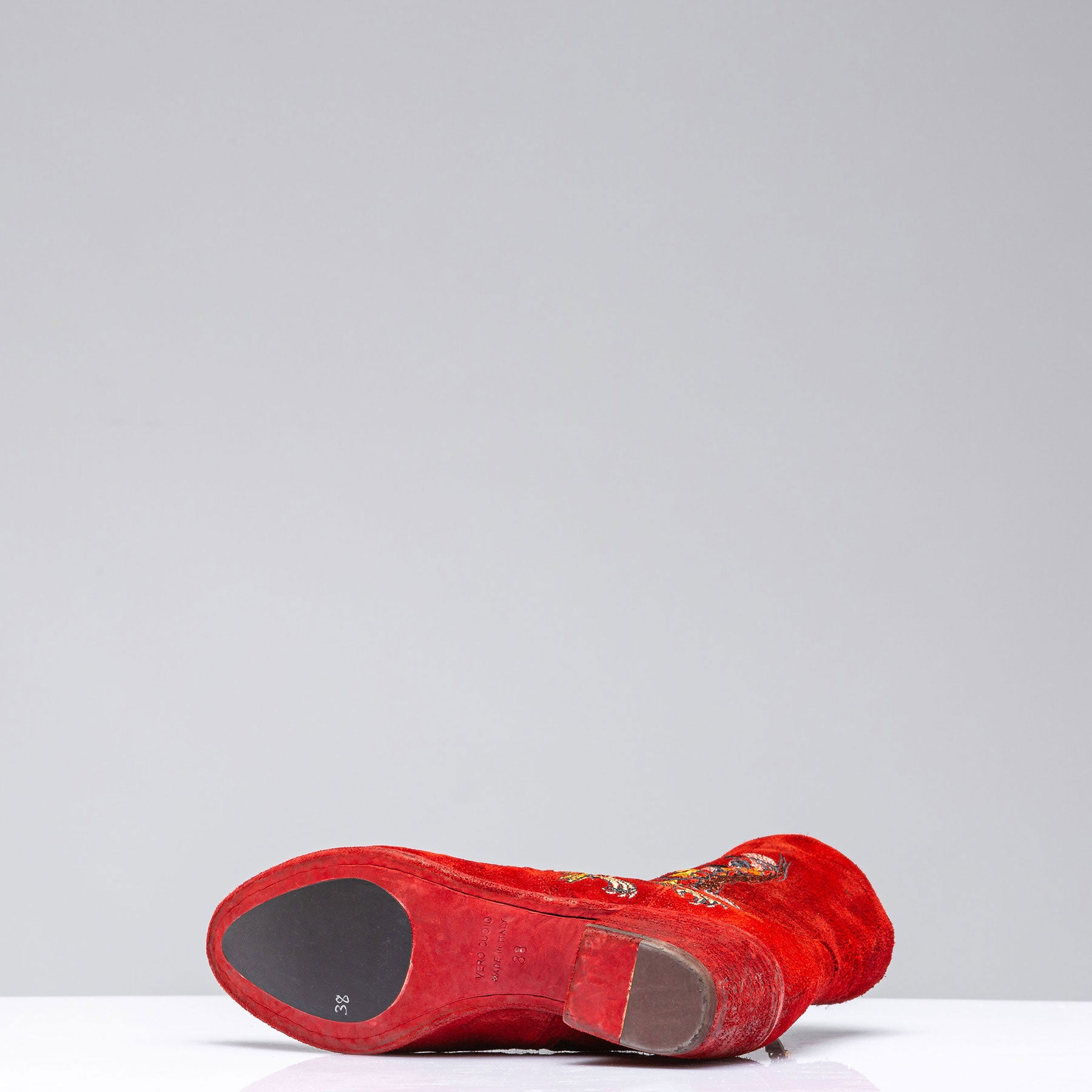 Eagle Embroidered Suede Boot In Rust | Ladies - Cowboy Boots | Marco Delli