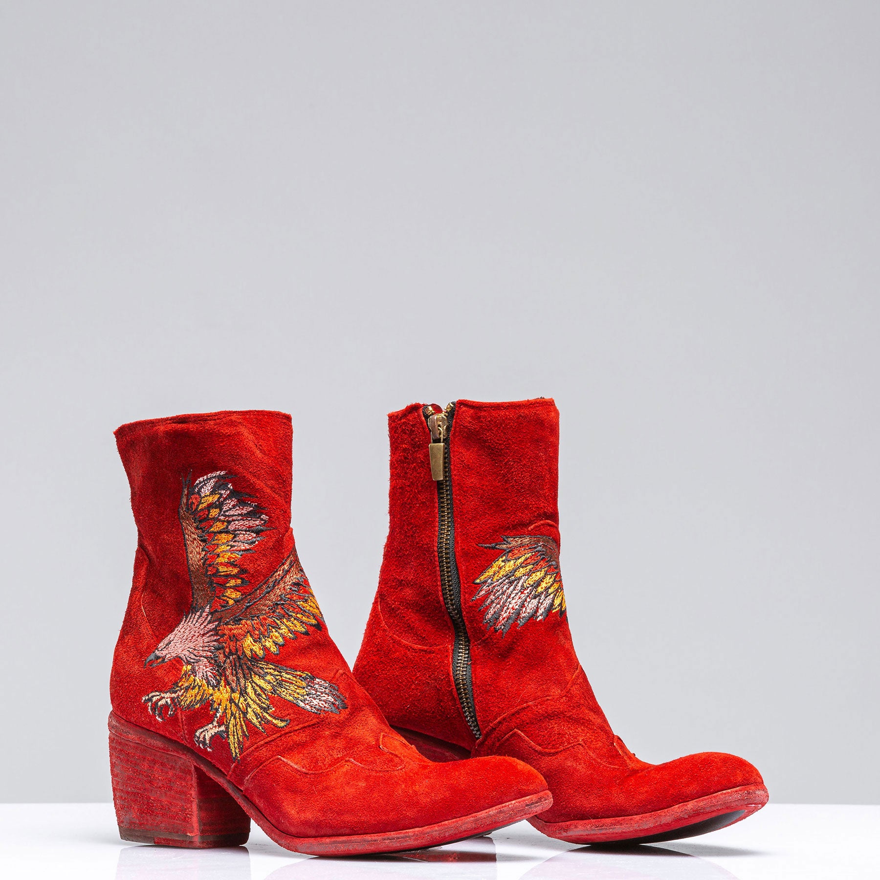Eagle Embroidered Suede Boot In Rust | Ladies - Cowboy Boots | Marco Delli