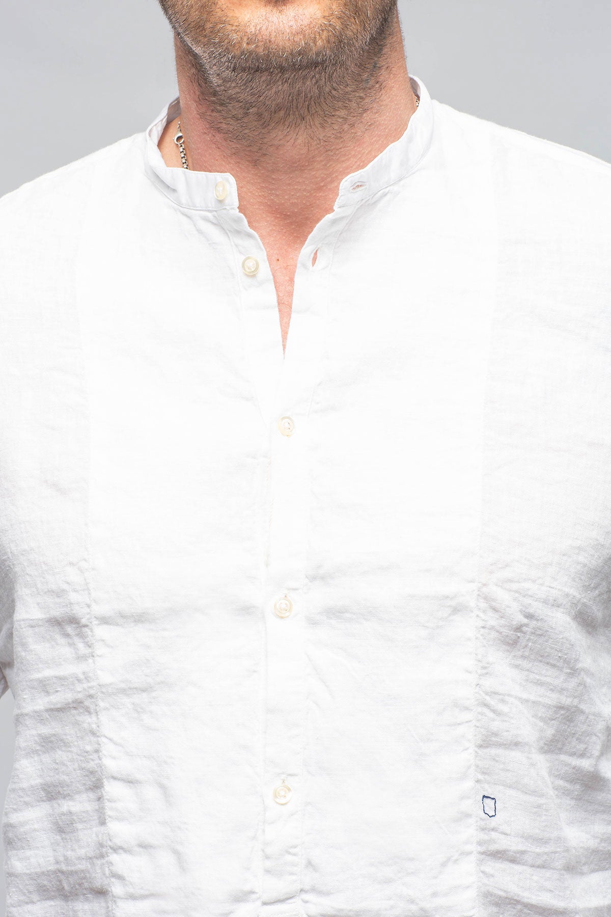 Massimo Alba Bianco Banded Linen Jersey Mens - Shirts - Dress