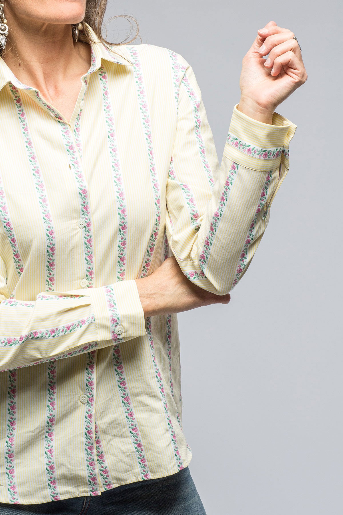 Mazzarelli Prato Shirt w/ Floral Taping Ladies - Blouses