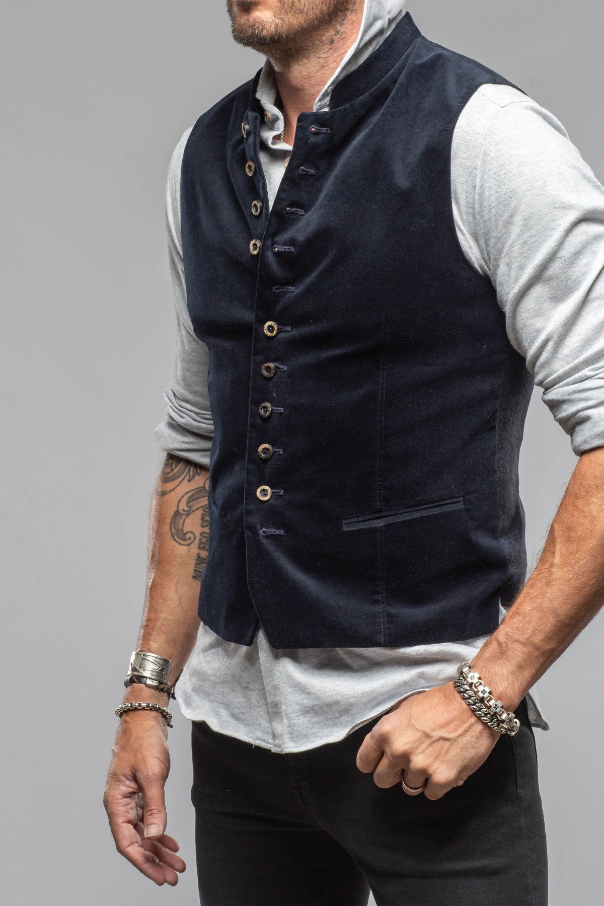 Mothwurf | Lalo Vest In Marine | Mens - Tailored - Vests