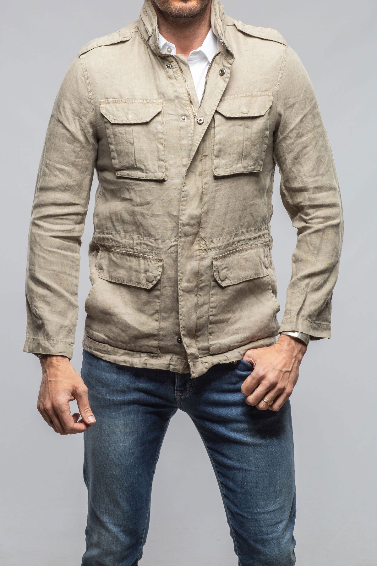 Savu Linen Jacket In Greige | Mens - Outerwear - Lightweight | Keeling