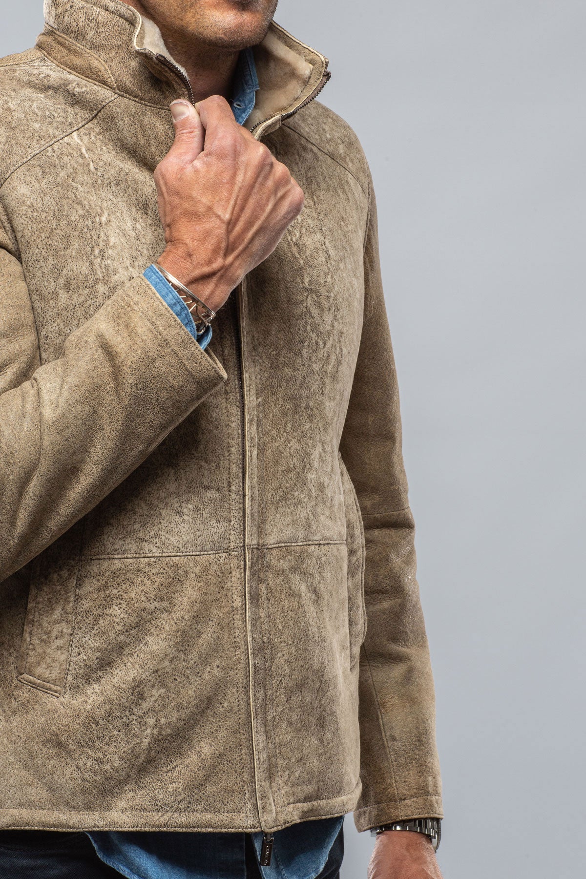 Canby Shearling Hybrid Coat In Faun | Mens - Outerwear - Shearling | Gimo's