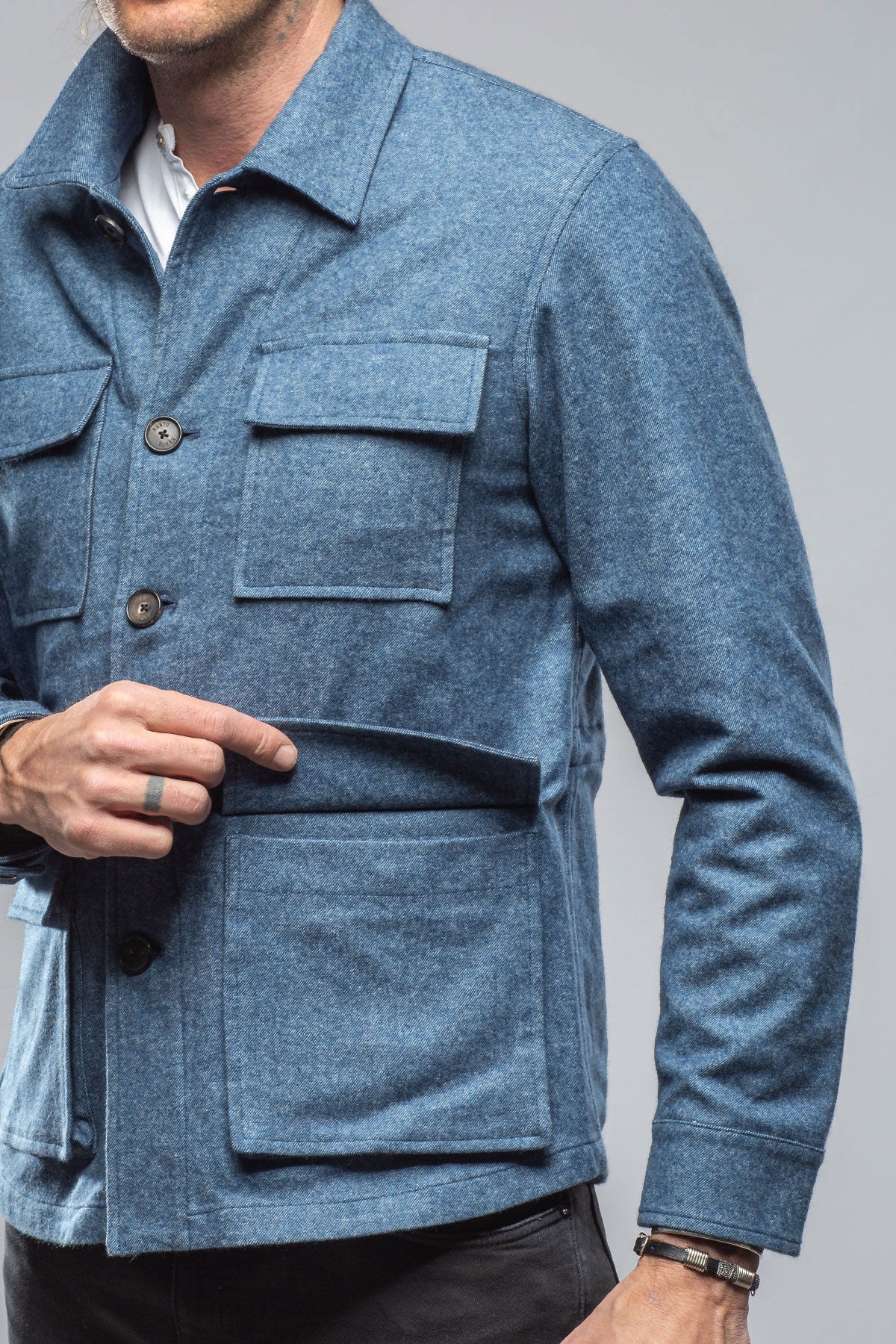 Santera Cashmere Field Jacket In Light Blue