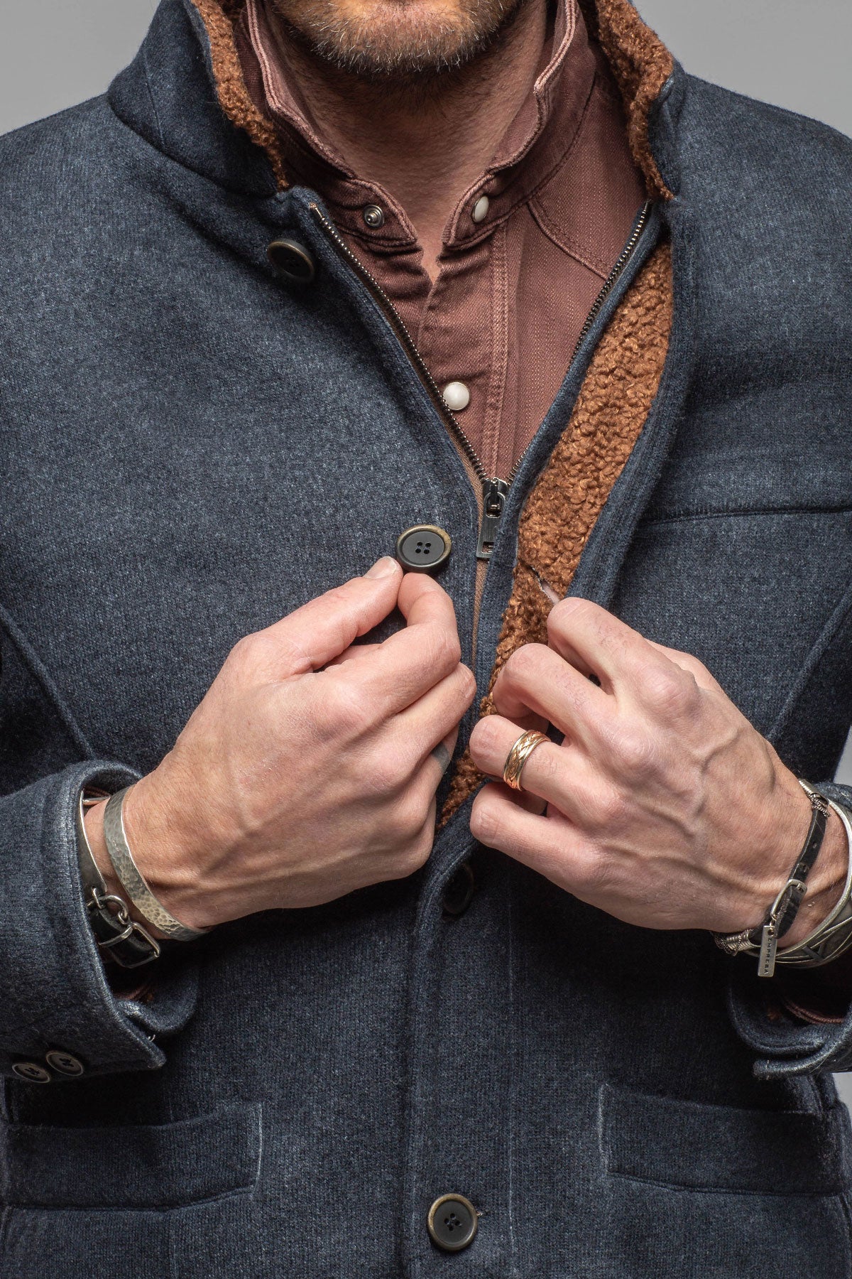 Bale Sherpa Jacket In Navy | Warehouse - Mens - Outerwear - Cloth | Gimo's