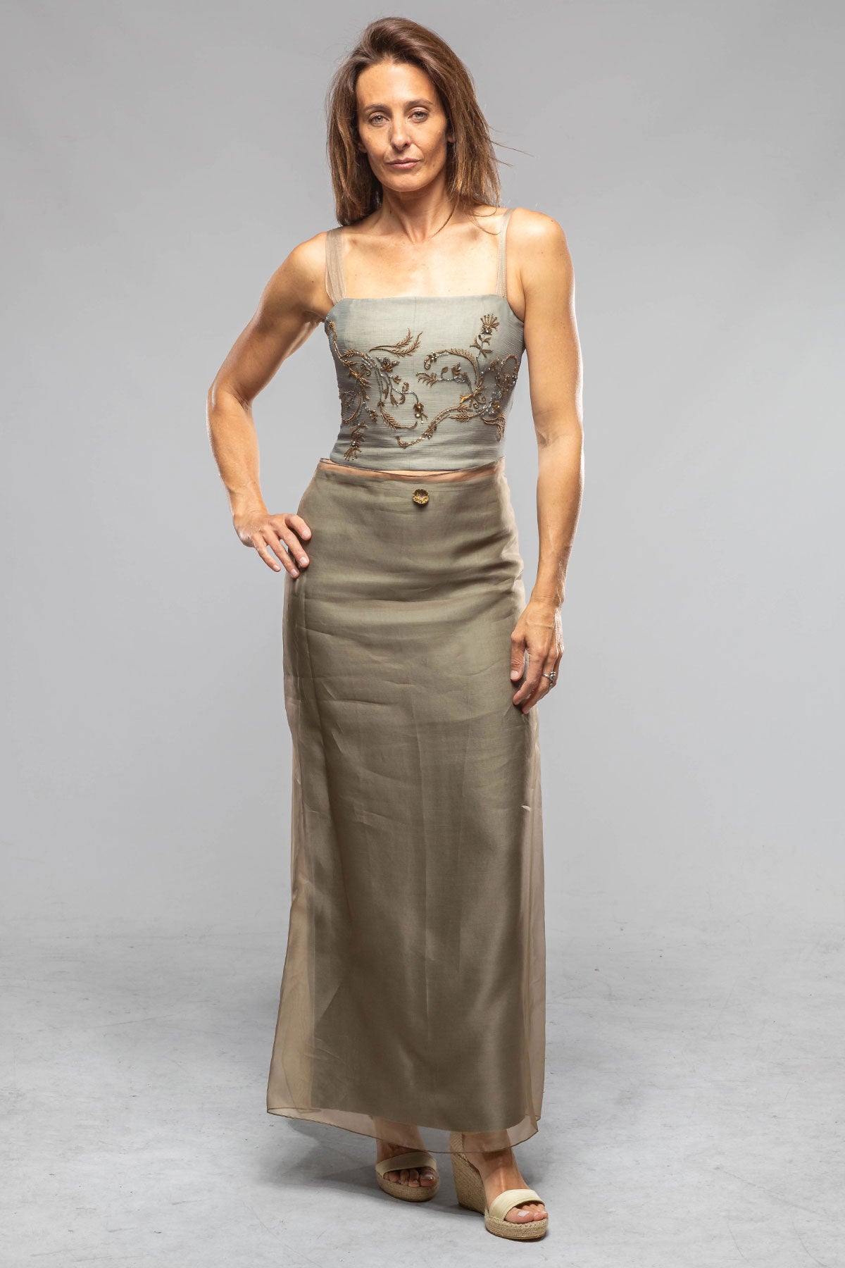 Adra Teal Linen Sheath Skirt | Ladies - Skirts | T.ba