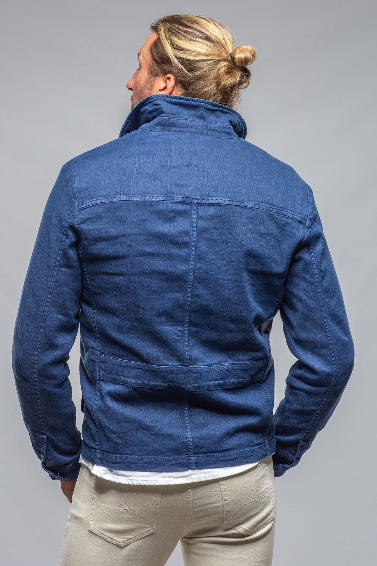 Callen Cotton Linen Jacket In Indaco