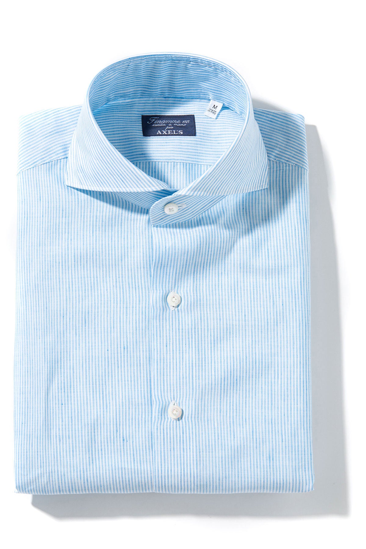 Lutung Cotton Linen Stripe In Turquiose | Mens - Shirts - Dress | Finamore Napoli