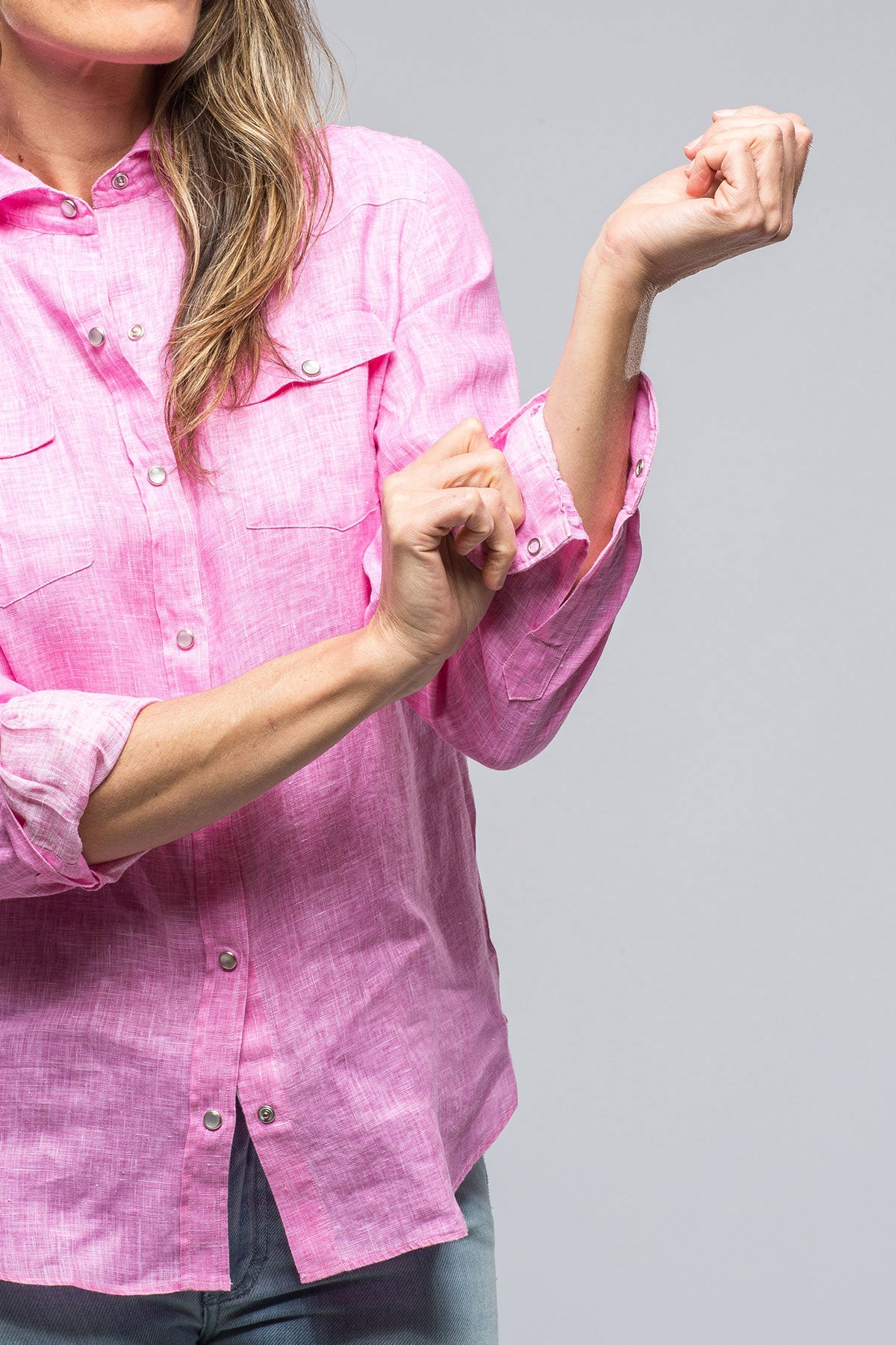 Janie's Soft Touch Linen Shirt In Pink | Ladies - Tops | Giannetto Portofino