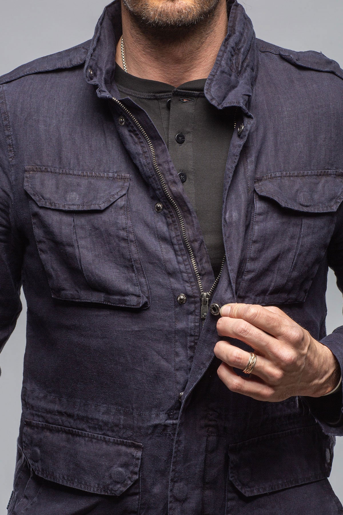Savu Linen Jacket In Dark Navy | Mens - Outerwear - Lightweight | Keeling