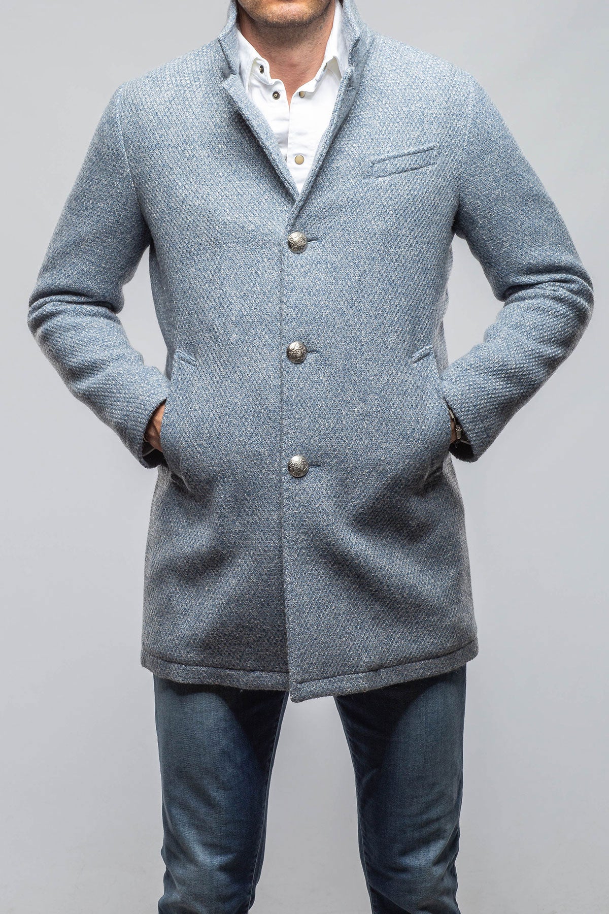 Weyburn Knit Coat In Light Blue | Warehouse - Mens - Outerwear - Cloth | Gimo's
