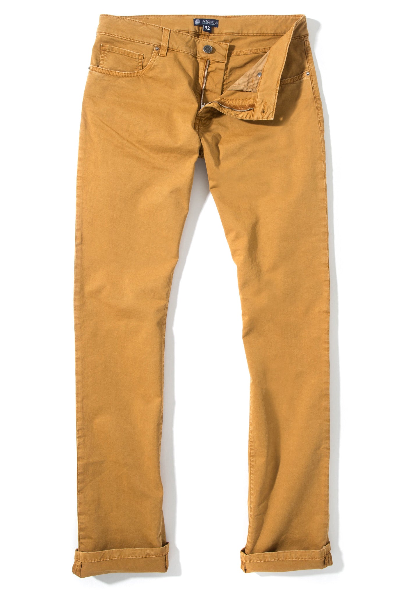 Flagstaff Performance Denim In Gold | Mens - Pants - 5 Pocket | Axel's Premium Denim