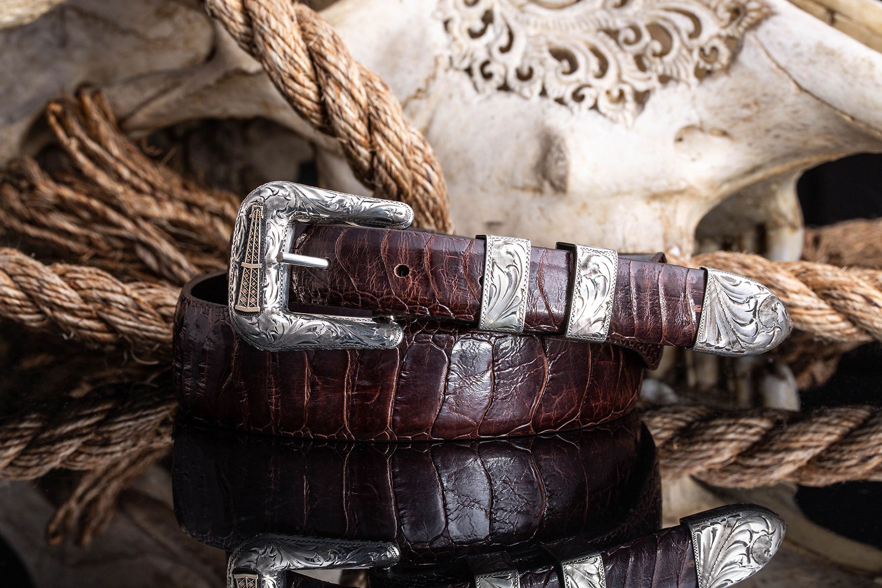 Oil Derrick 4-Piece Ranger Buckle Set | Belts And Buckles - Buckle Sets | American Buckle Collection