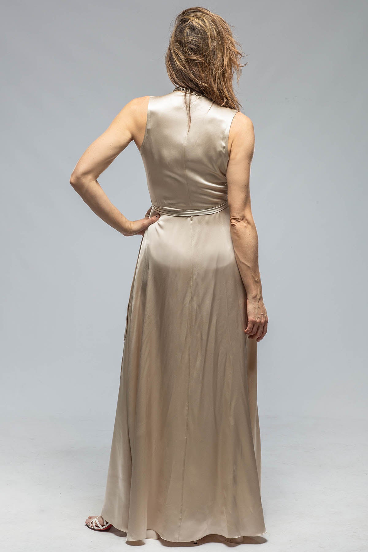 Frontward Wrap Dress In Bone