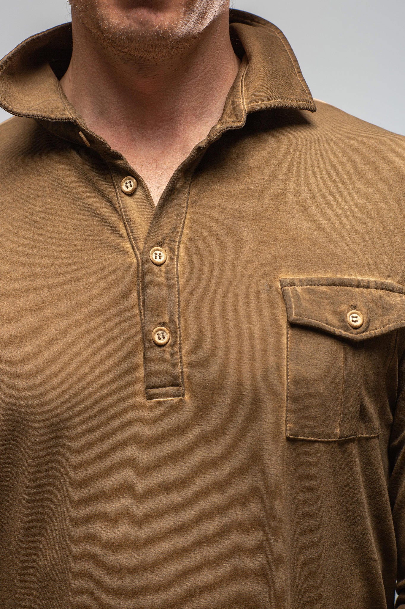 Cafe Paco LS Polo Shirt In Light Brown | Mens - Shirts - Polos | Dune