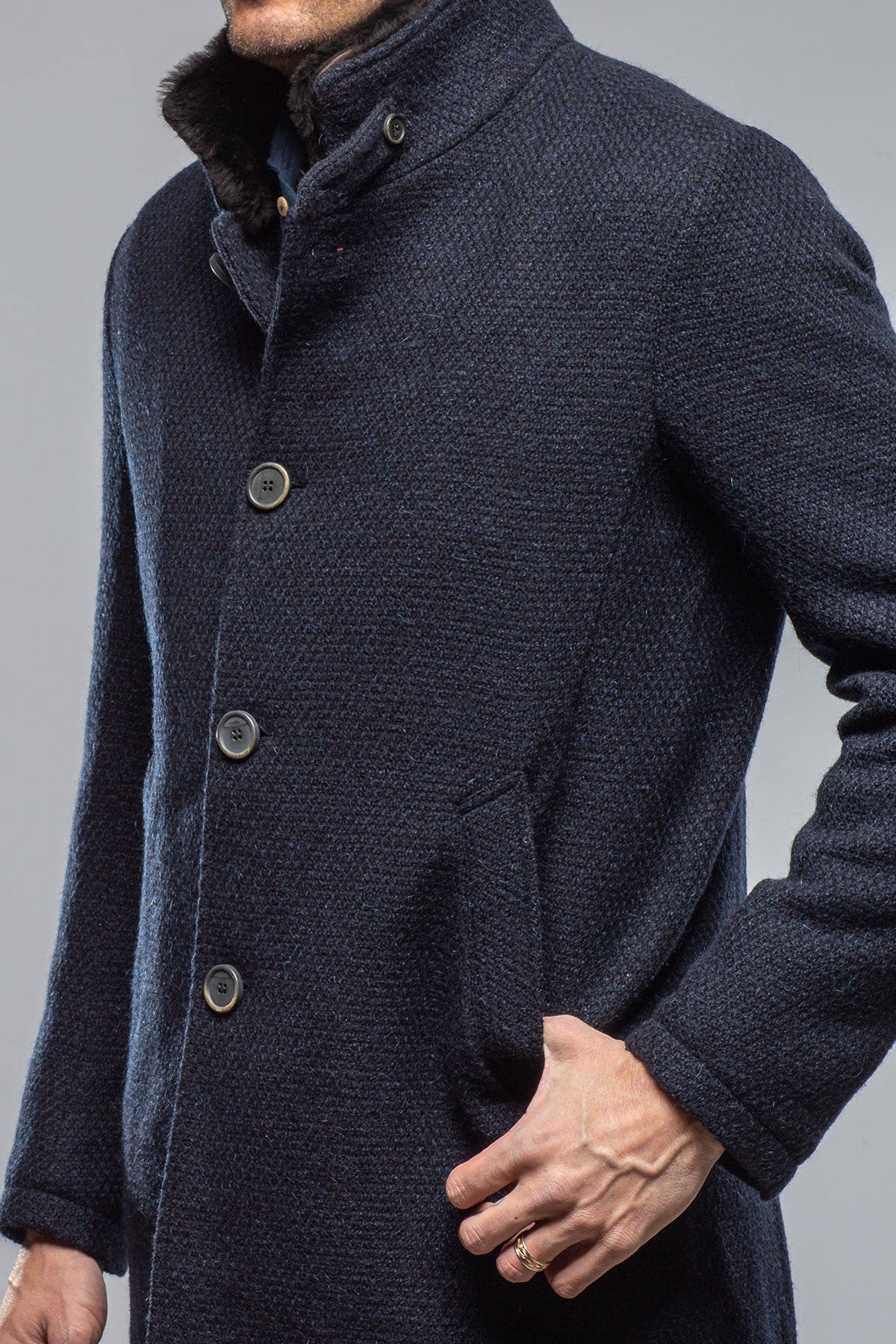 Vancouver Knit Coat In Navy | Warehouse - Mens - Outerwear - Cloth | Gimo's