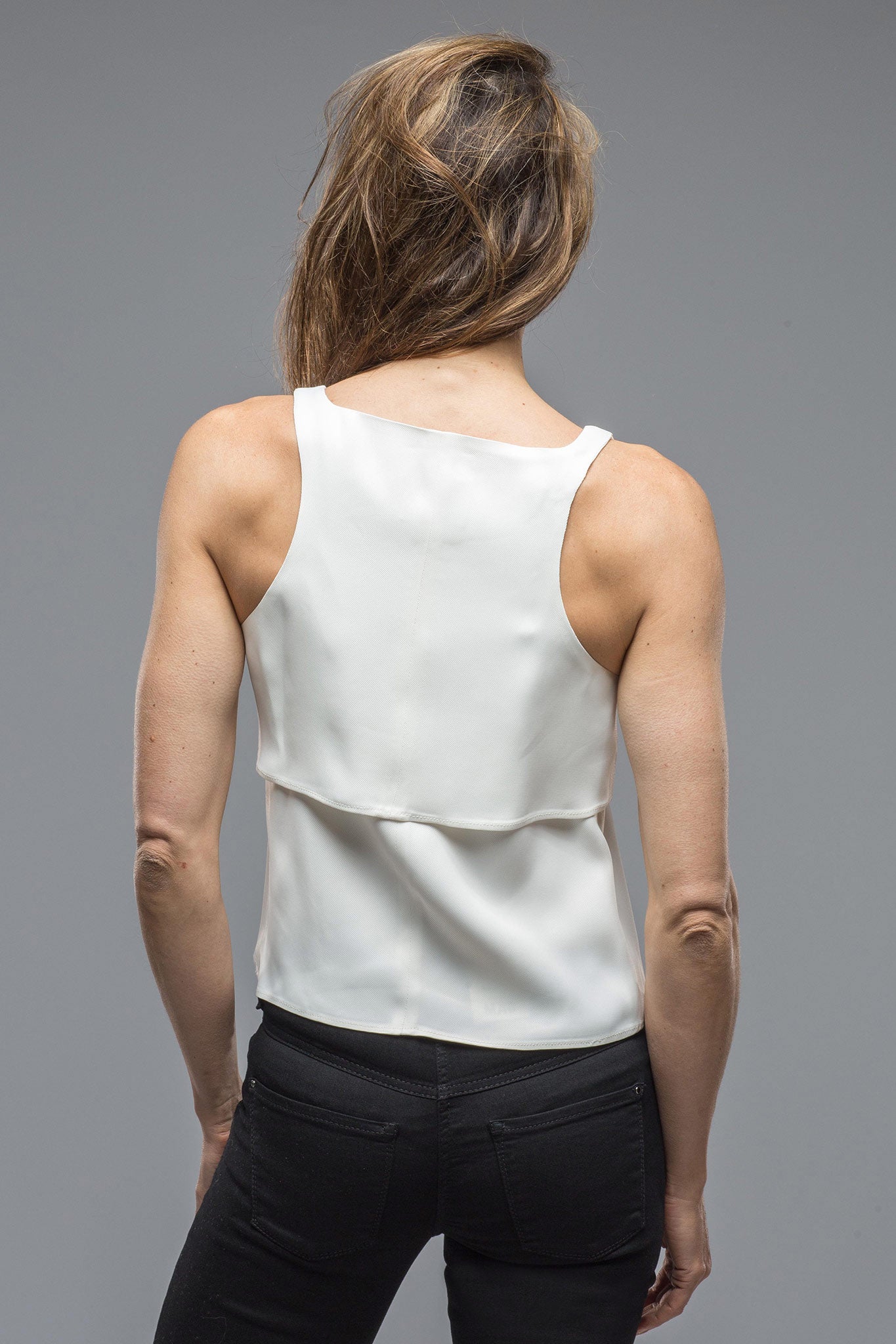 Zoe Top In White Sharkskin | Ladies - Blouses | T.ba