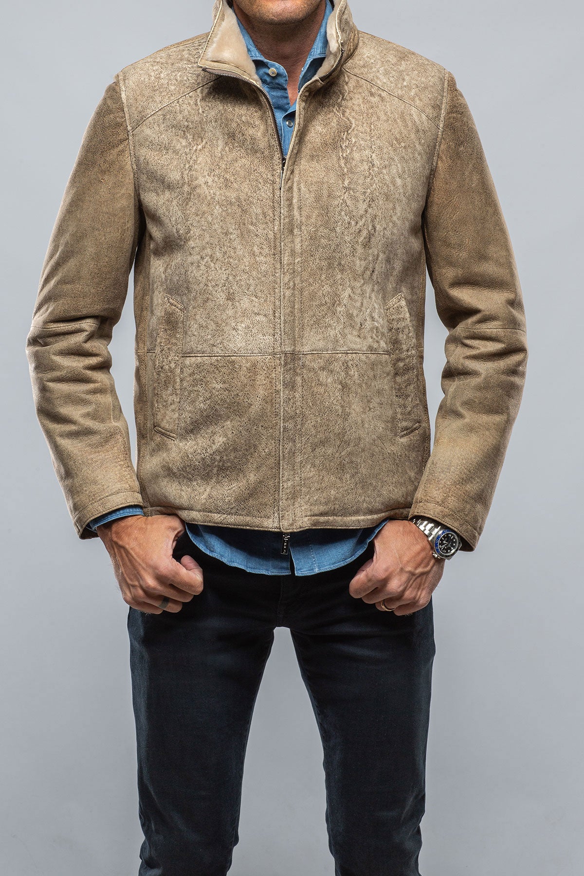 Canby Shearling Hybrid Coat In Faun | Mens - Outerwear - Shearling | Gimo's