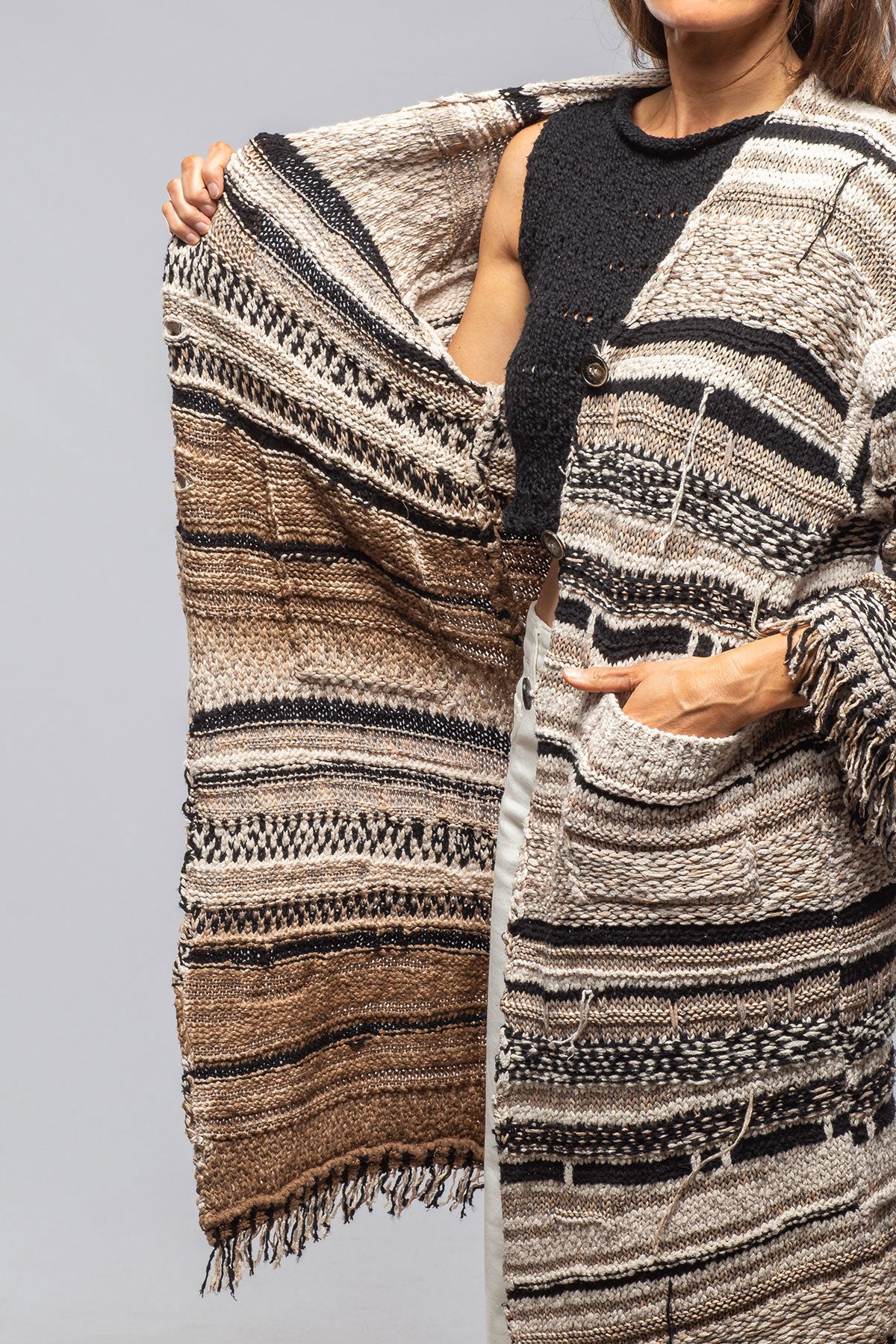 Masi Long Knit Cardigan In Desert Brown | Ladies - Sweaters | Sonia Villa