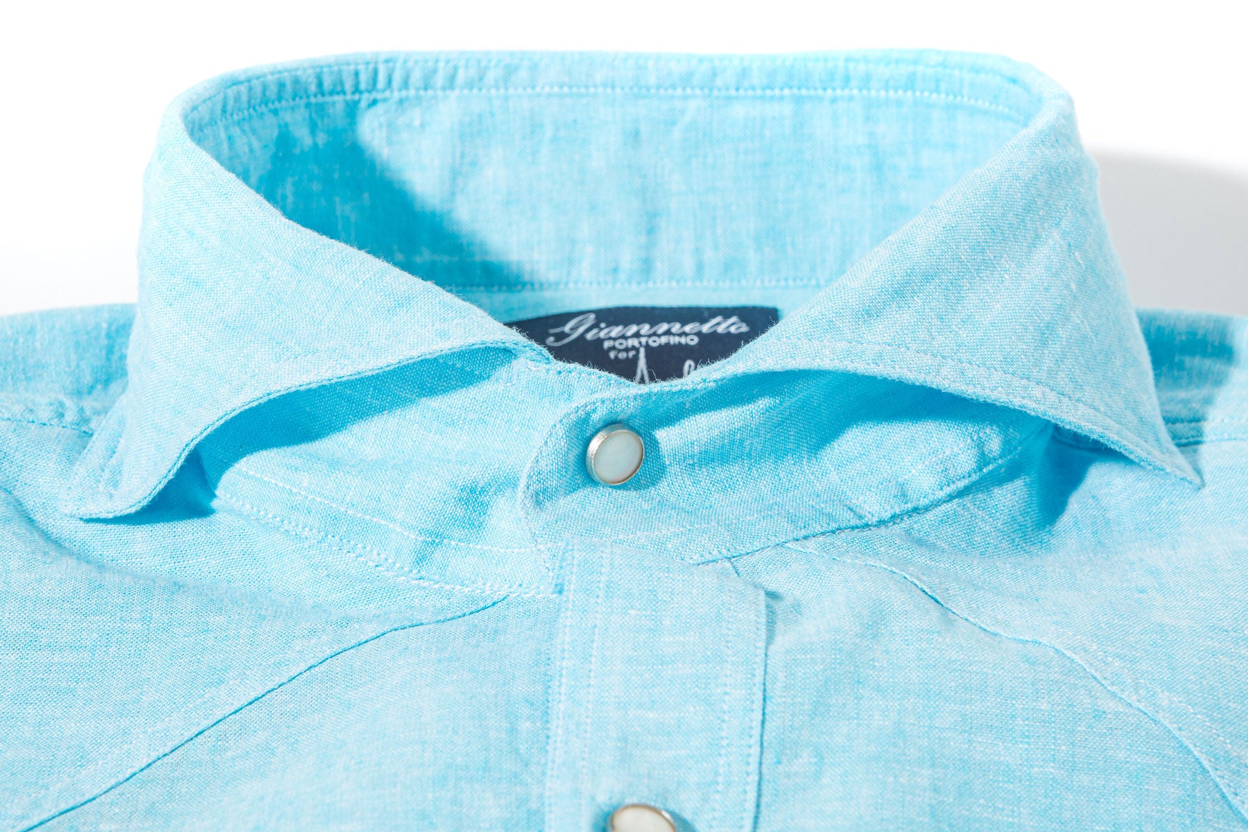 Blanton Linen Cotton Solid Shirt In Turquoise | Mens - Shirts - Dress | Giannetto Portofino