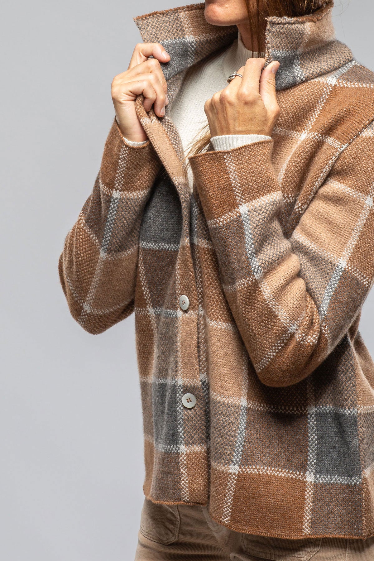 Fulvia Cashmere Plaid Shirt In Brown | Ladies - Sweaters | Axels