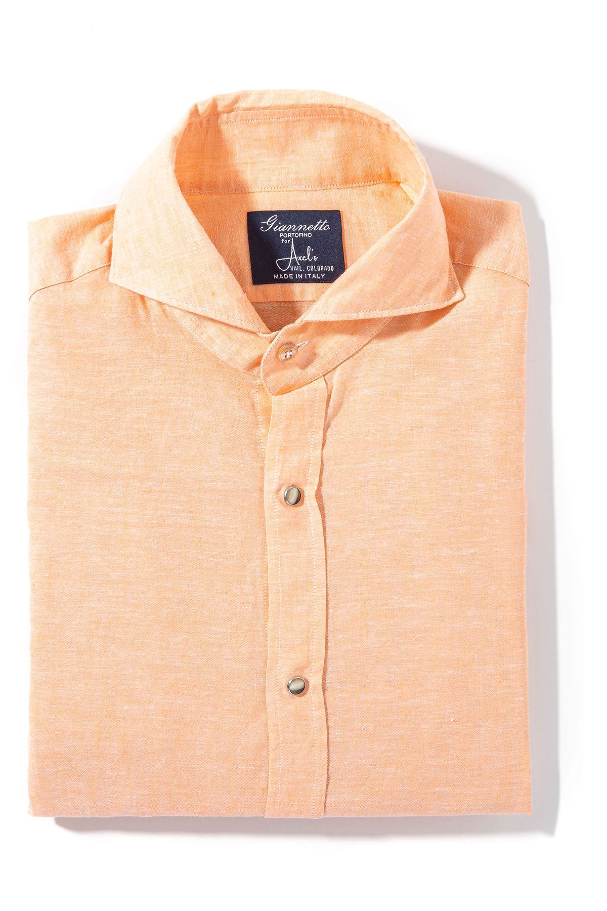 Mach Linen Cotton Shirt in Orange | Mens - Shirts - Dress | Giannetto Portofino