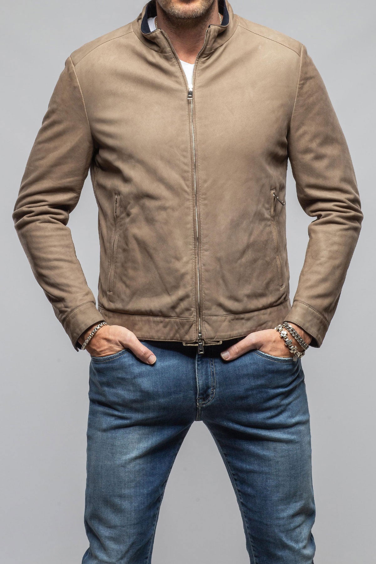 Dakota Leather Moto In Stone