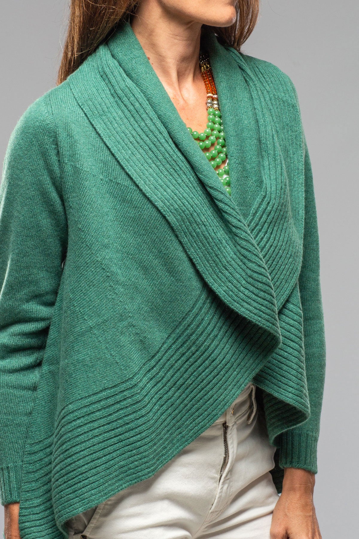 Rani Arabella Margot Cashmere Open Cardigan In Emerald Ladies - Sweaters