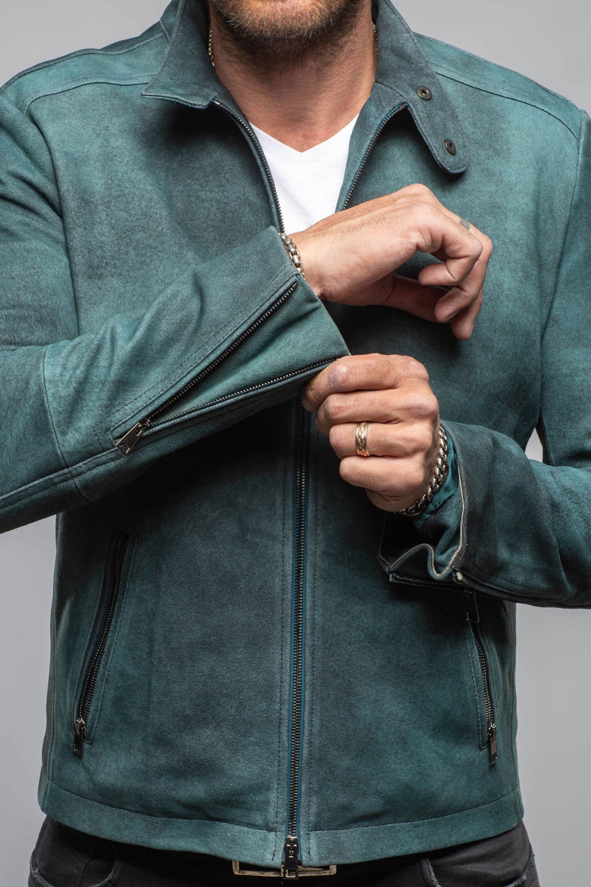 Red Stone Collection Hartwill Suede Moto In Ottanio Mens - Outerwear - Leather