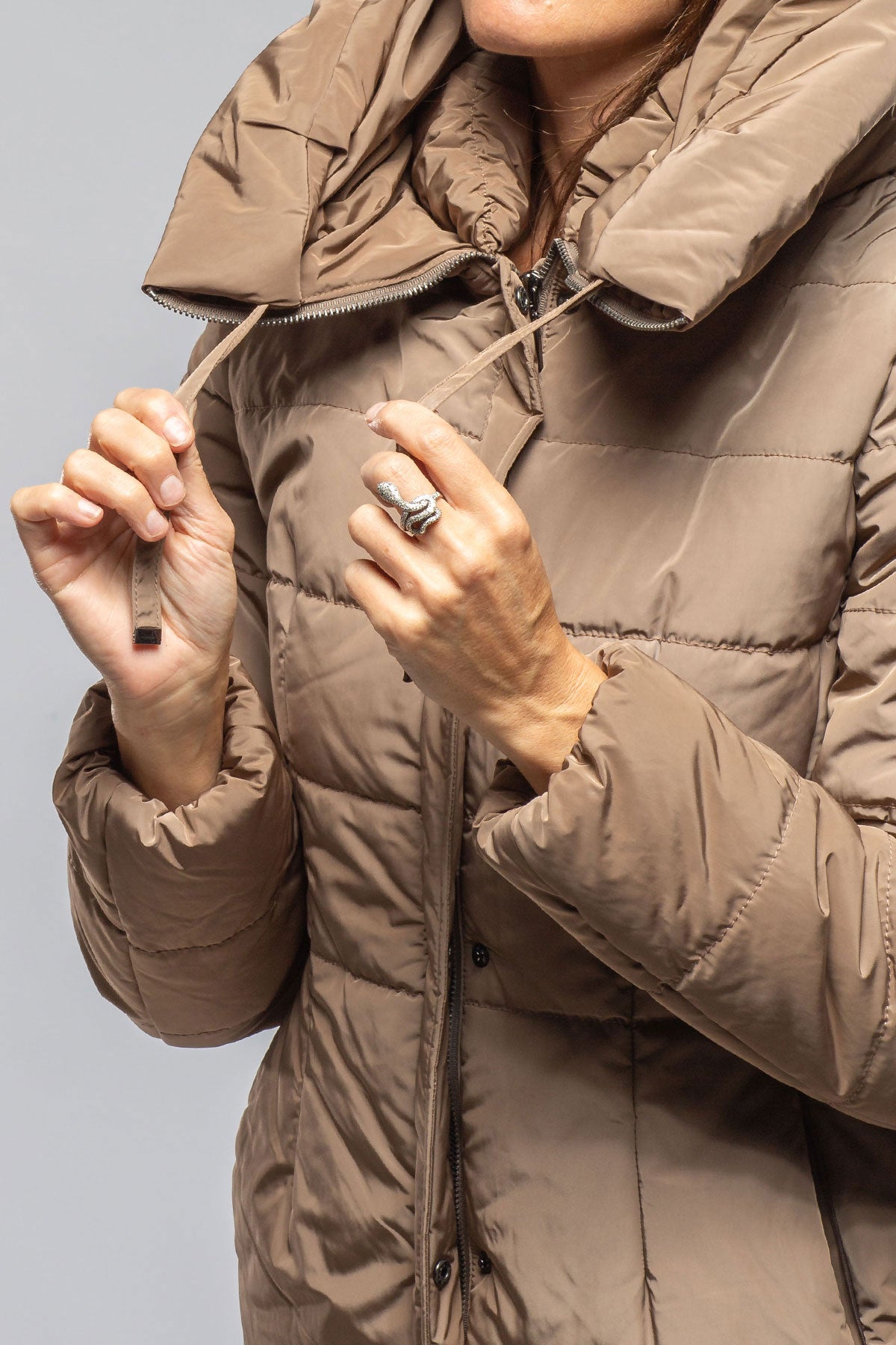 Mika High Collar Down Jacket In Sand | Samples - Ladies - Outerwear - Cloth | Gimo's