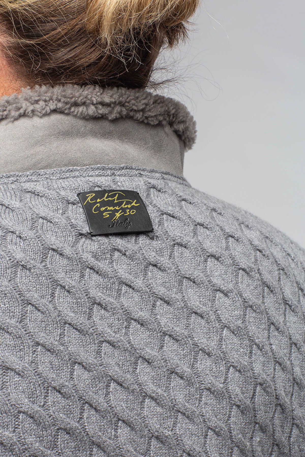 Robert Comstock | Timbers Cashmere Shearling Sweater In Grey | Mens - Sweaters