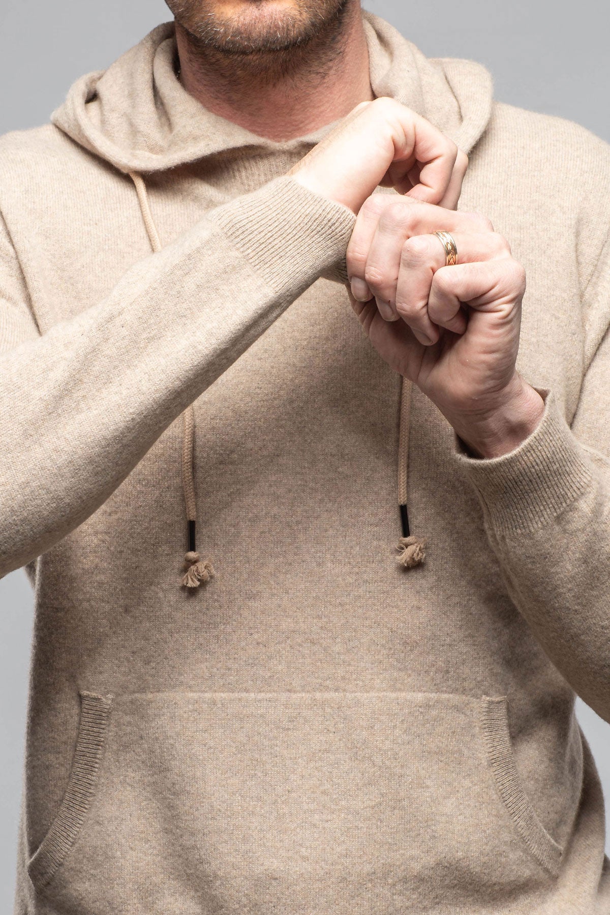 Florio II Cashmere Hoodie In Tan | Mens - Sweaters | Stile Latino