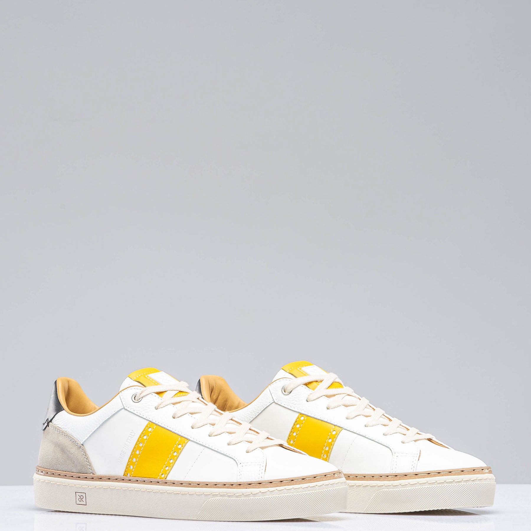 The Mustang Stripe Shoe In White/ Yellow | Mens - Shoes | Rubirosa