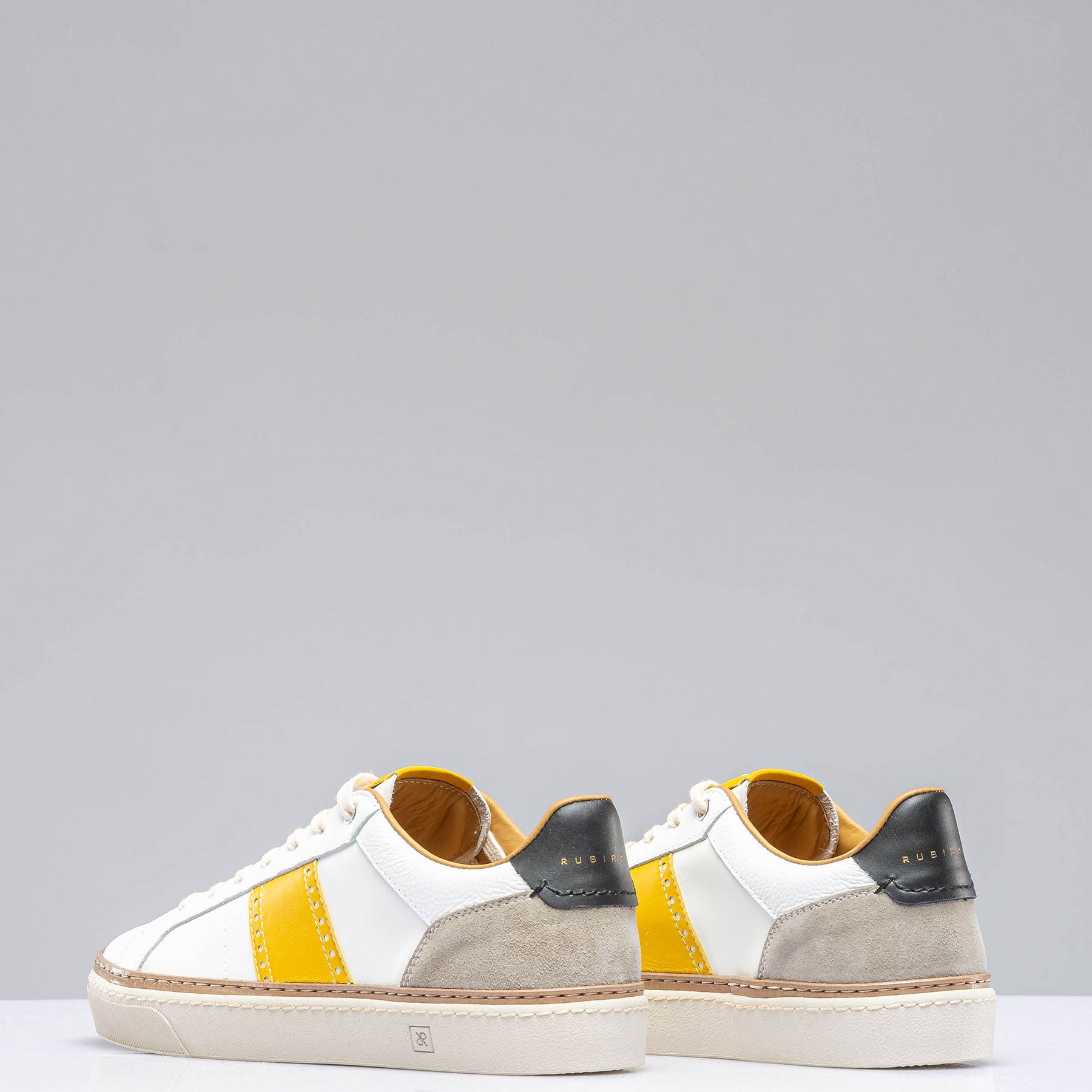 The Mustang Stripe Shoe In White/ Yellow | Mens - Shoes | Rubirosa