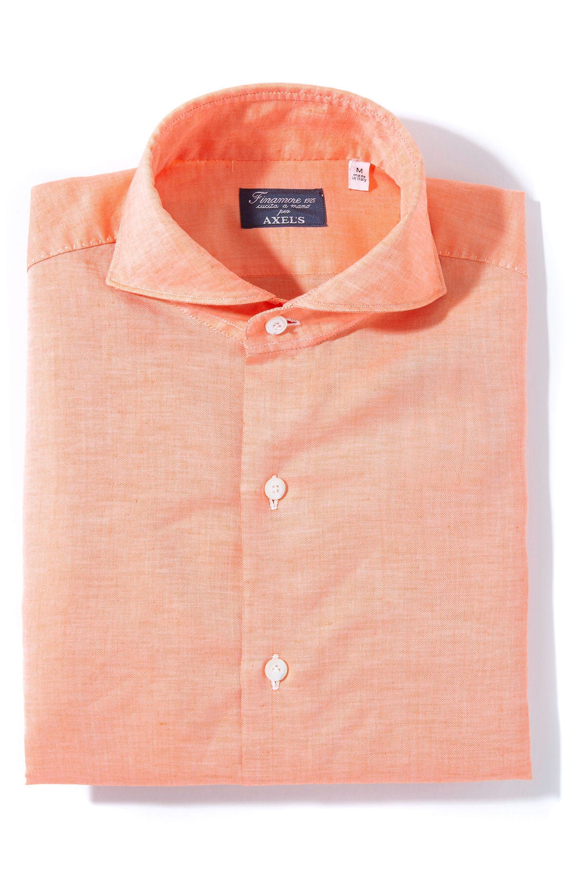 Andorra Carlo Riva Cotton Linen Shirt In Tangerine | Mens - Shirts - Dress | Finamore Napoli