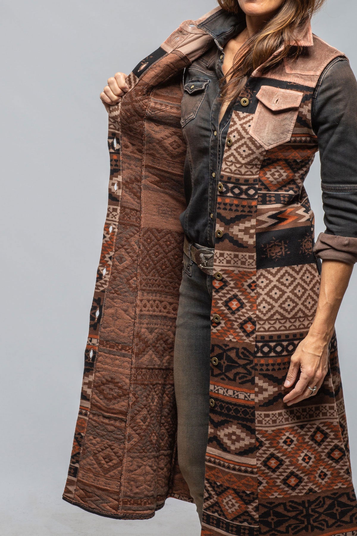 Badlands Long Vest In Brown | Ladies - Outerwear - Cloth | Sonia Villa
