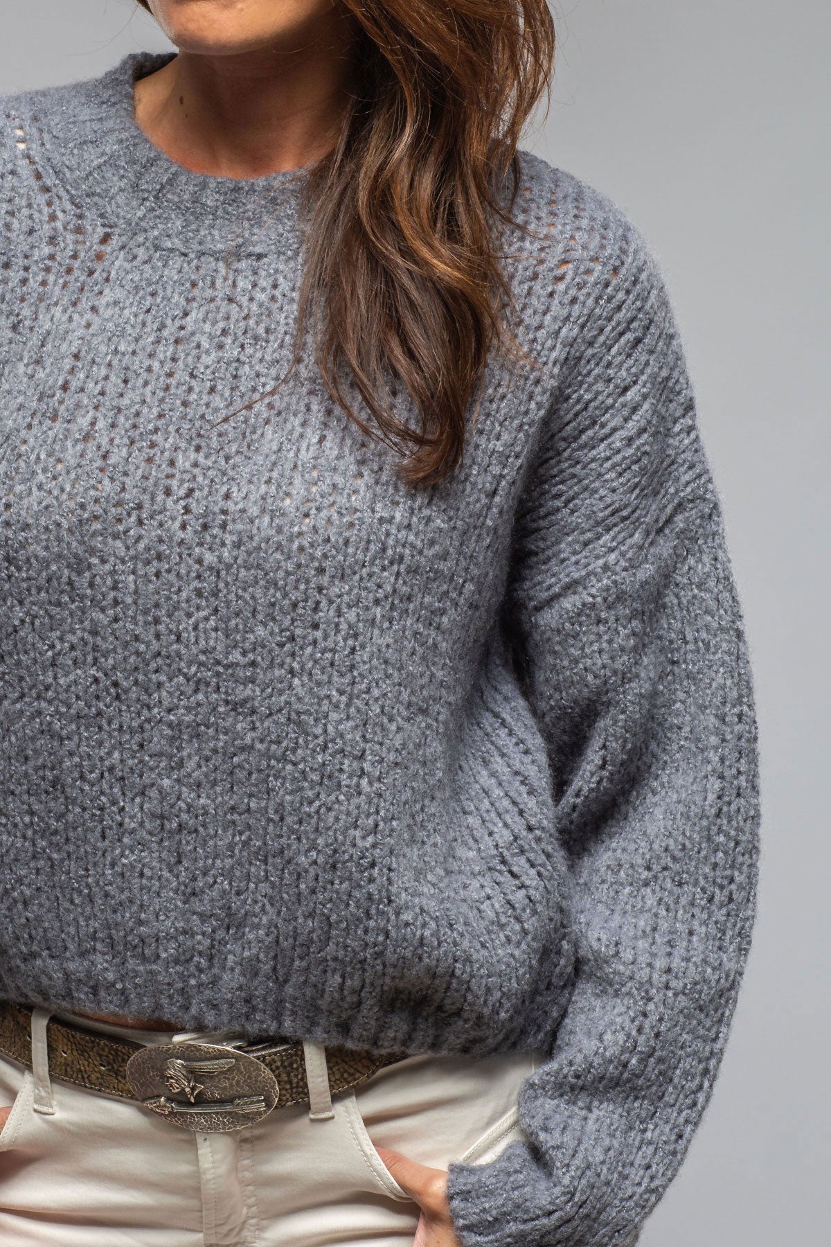 Coquette Cropped Sweater In Grey | Ladies - Sweaters | Sonia Villa