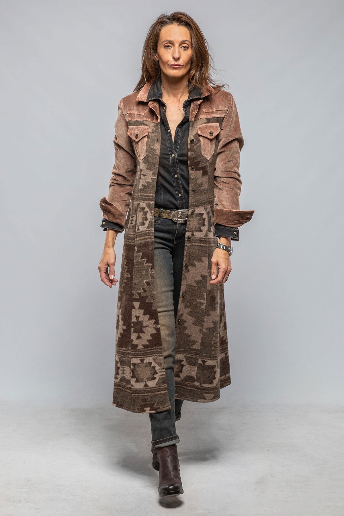 Sonia Villa Desperado Western Duster In Cocoa Ladies - Outerwear - Cloth