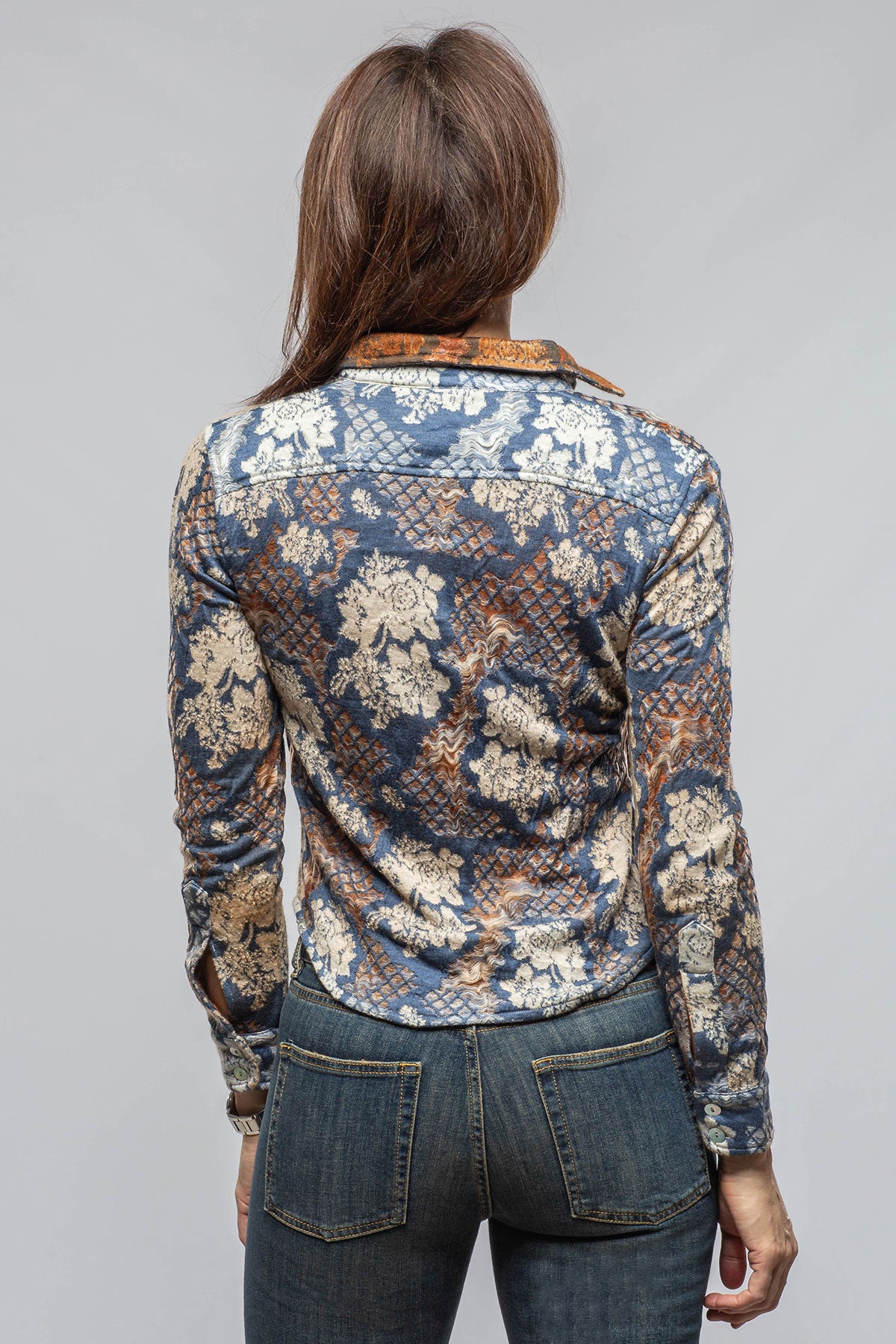 Jessy Cashmere Silk Shirt In Blue | Ladies - Tops | Sonia Villa