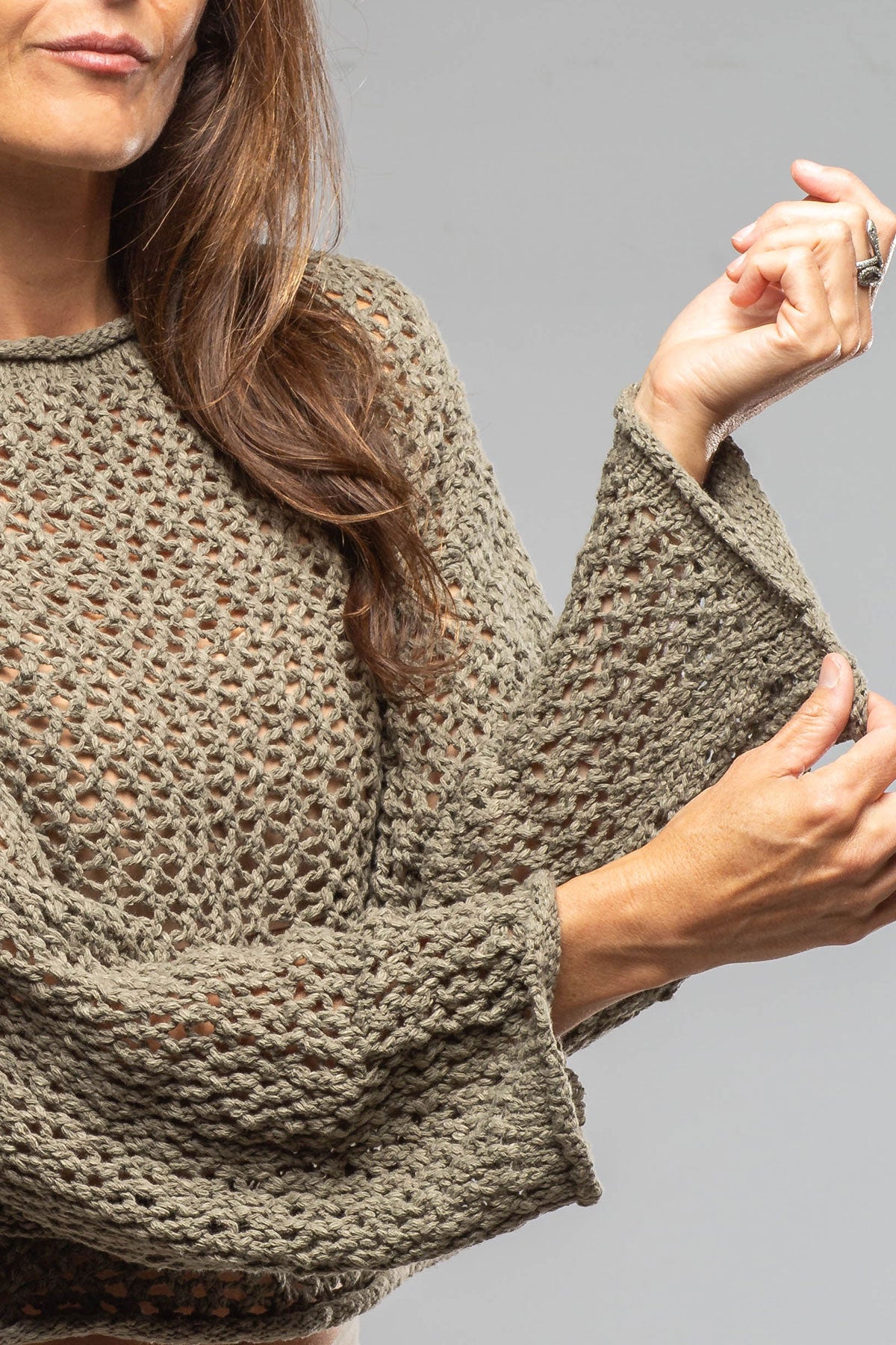 Sonia Villa | Kate Crochet Knit Sweater In Sage | Ladies - Sweaters