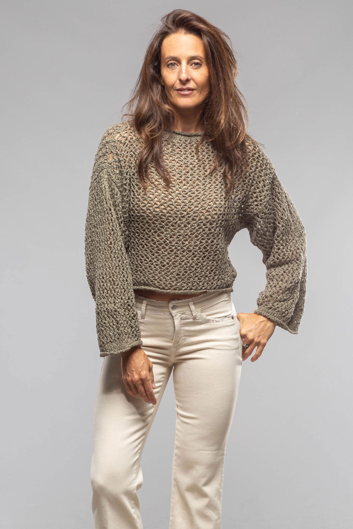 Sonia Villa Kate Crochet Knit Sweater In Sage Ladies - Sweaters