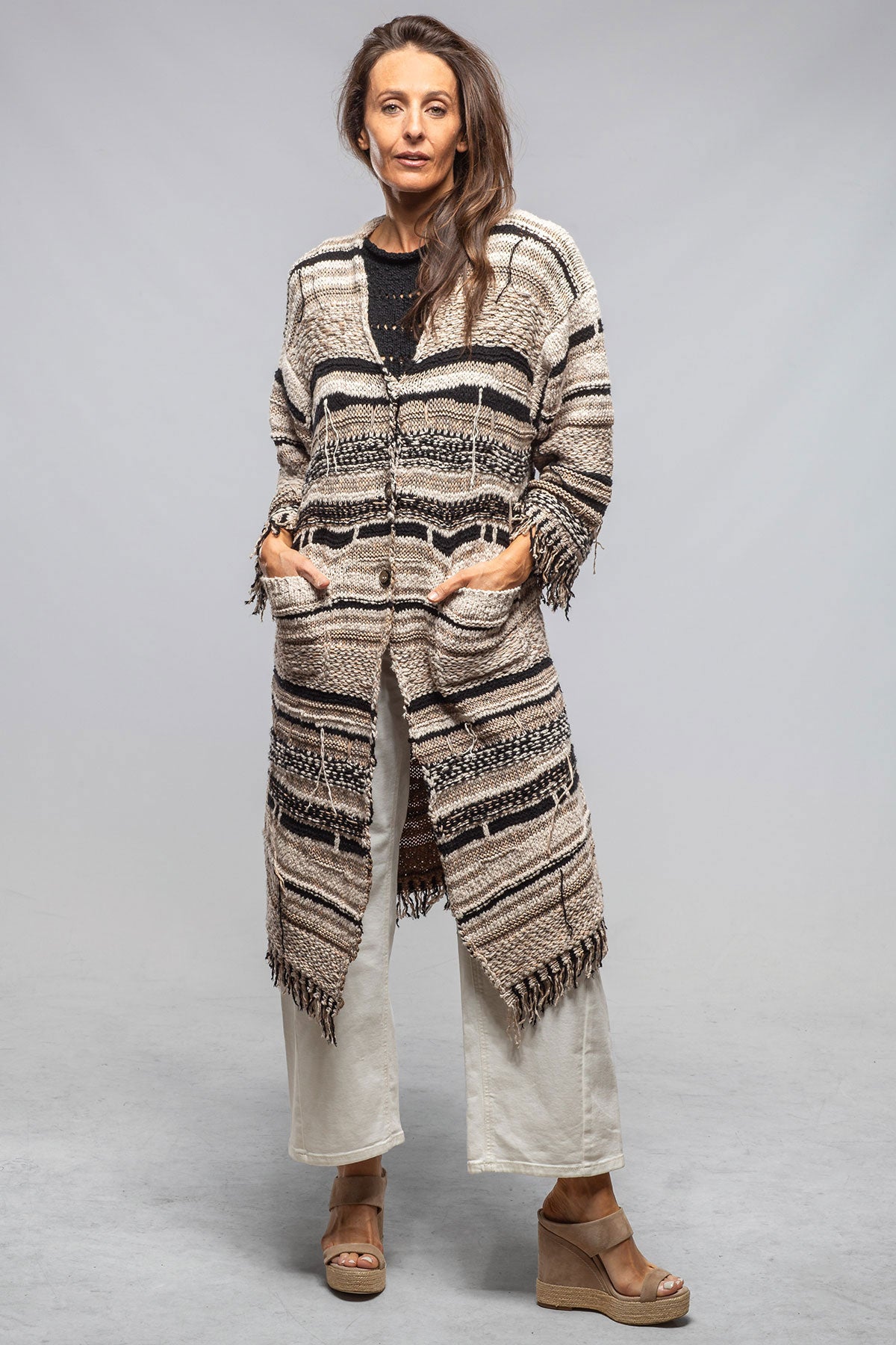 Sonia Villa Masi Long Knit Cardigan In Desert Brown Ladies - Sweaters