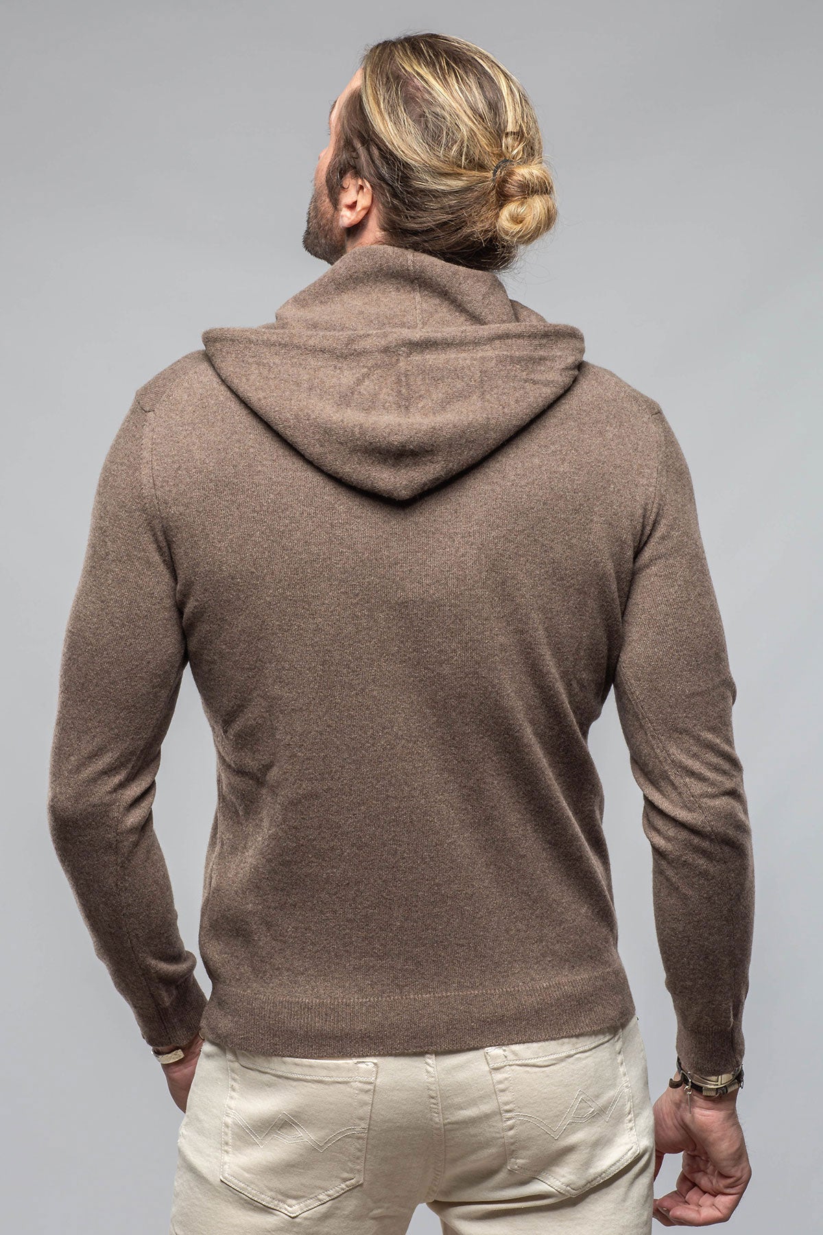 Florio II Cashmere Hoodie In Dark Sand | Mens - Sweaters | Stile Latino