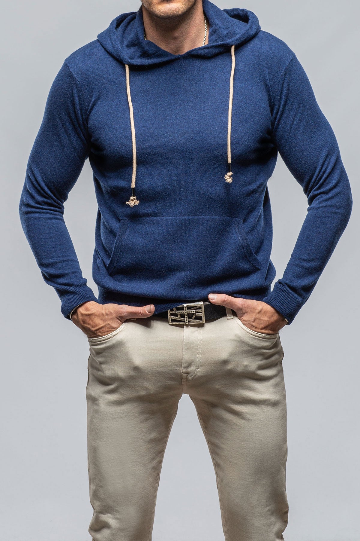 Florio II Cashmere Hoodie In Navy | Mens - Sweaters | Stile Latino