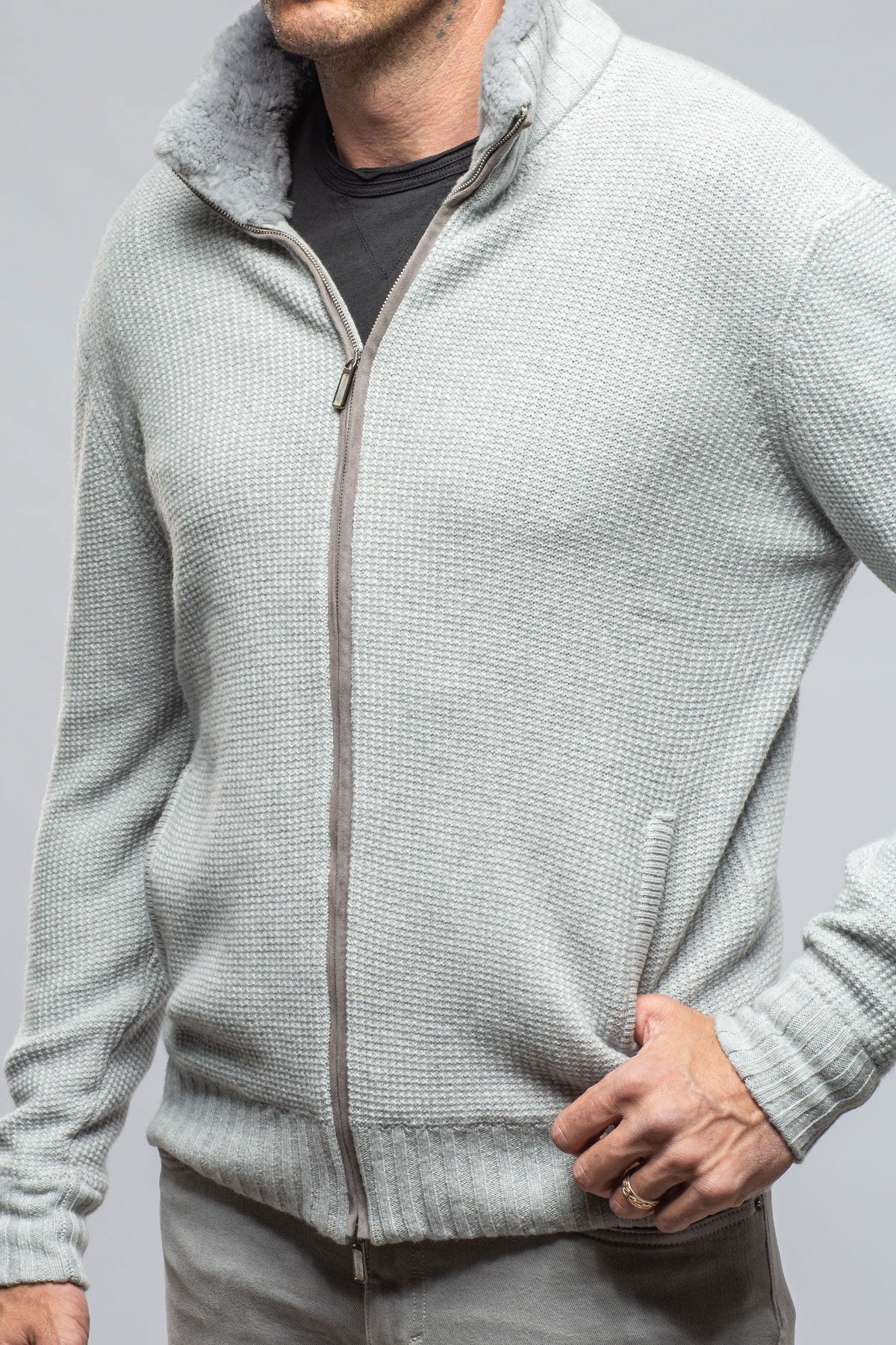 Stile Latino Golis Cashmere Zip Sweater In Grey Mens - Sweaters